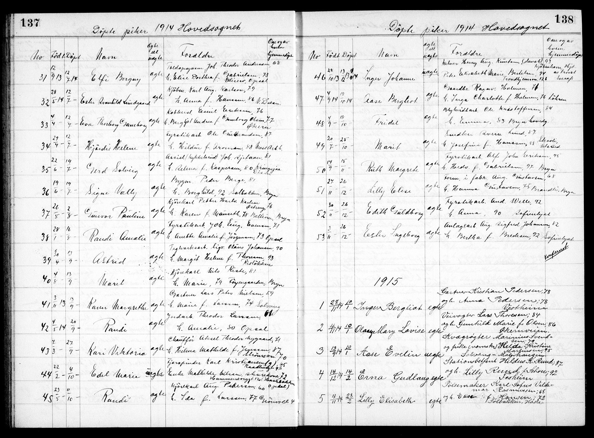Østre Aker prestekontor Kirkebøker, SAO/A-10840/G/Ga/L0004: Parish register (copy) no. I 4, 1914-1936, p. 137-138