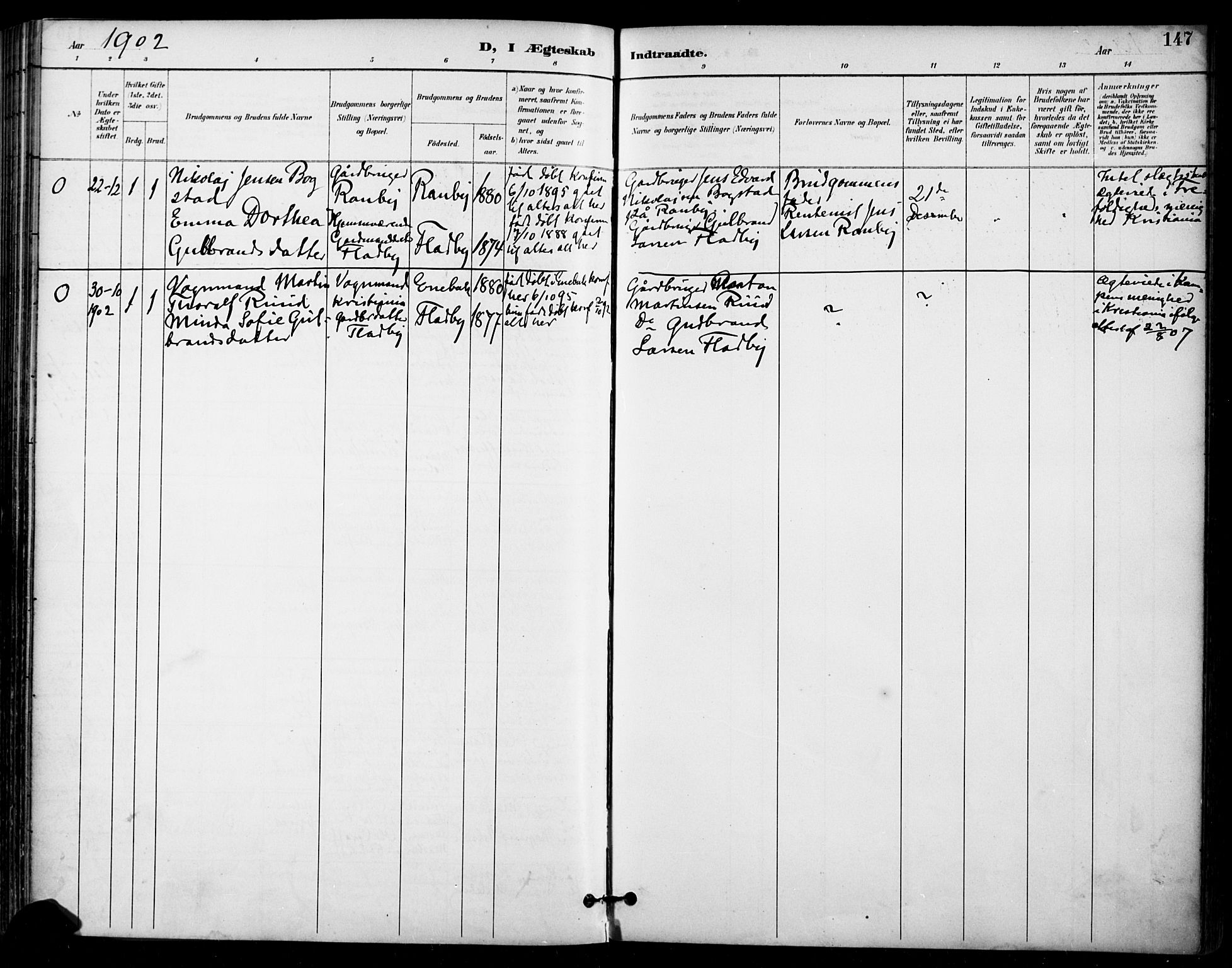 Ullensaker prestekontor Kirkebøker, AV/SAO-A-10236a/F/Fa/L0020: Parish register (official) no. I 20, 1892-1902, p. 147