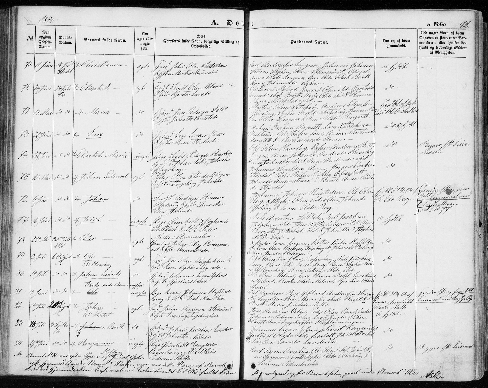 Ministerialprotokoller, klokkerbøker og fødselsregistre - Sør-Trøndelag, SAT/A-1456/646/L0611: Parish register (official) no. 646A09, 1848-1857, p. 72