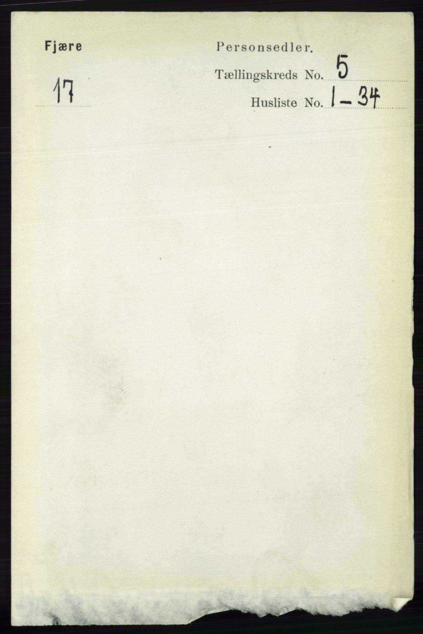 RA, 1891 census for 0923 Fjære, 1891, p. 2428