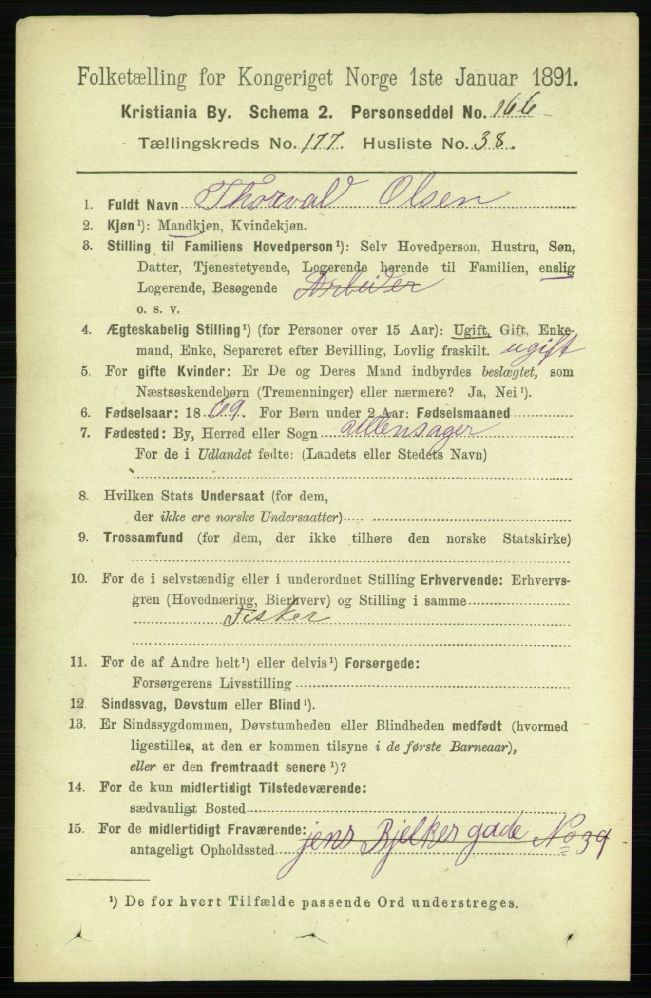 RA, 1891 census for 0301 Kristiania, 1891, p. 107383