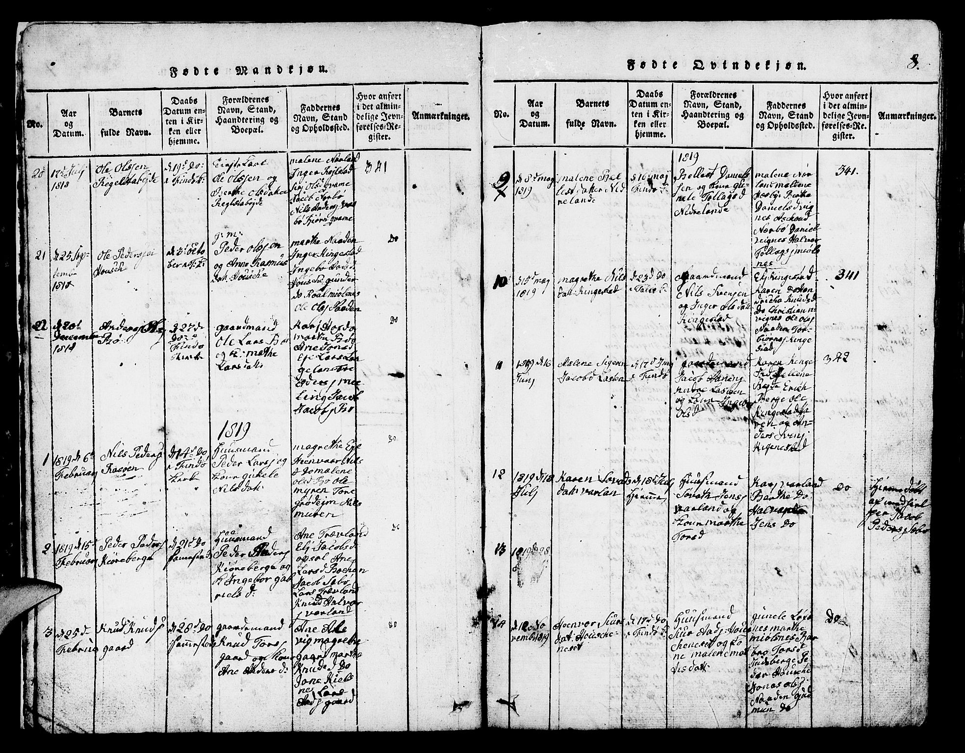 Finnøy sokneprestkontor, SAST/A-101825/H/Ha/Hab/L0001: Parish register (copy) no. B 1, 1816-1856, p. 8
