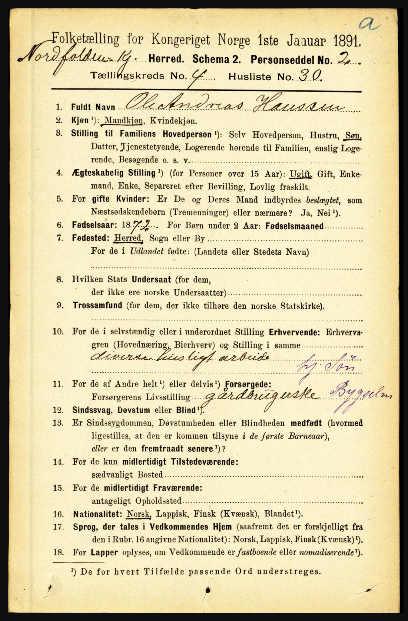 RA, 1891 census for 1846 Nordfold-Kjerringøy, 1891, p. 1119