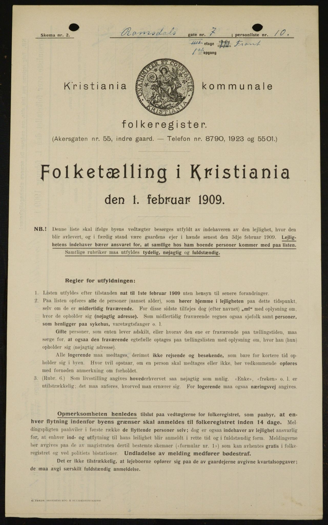 OBA, Municipal Census 1909 for Kristiania, 1909, p. 75508
