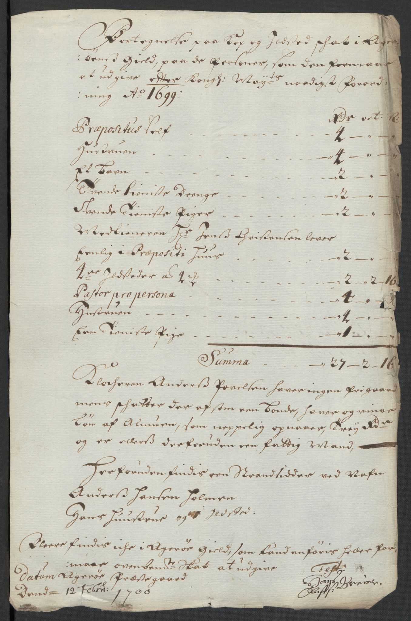 Rentekammeret inntil 1814, Reviderte regnskaper, Fogderegnskap, AV/RA-EA-4092/R55/L3654: Fogderegnskap Romsdal, 1699-1700, p. 176