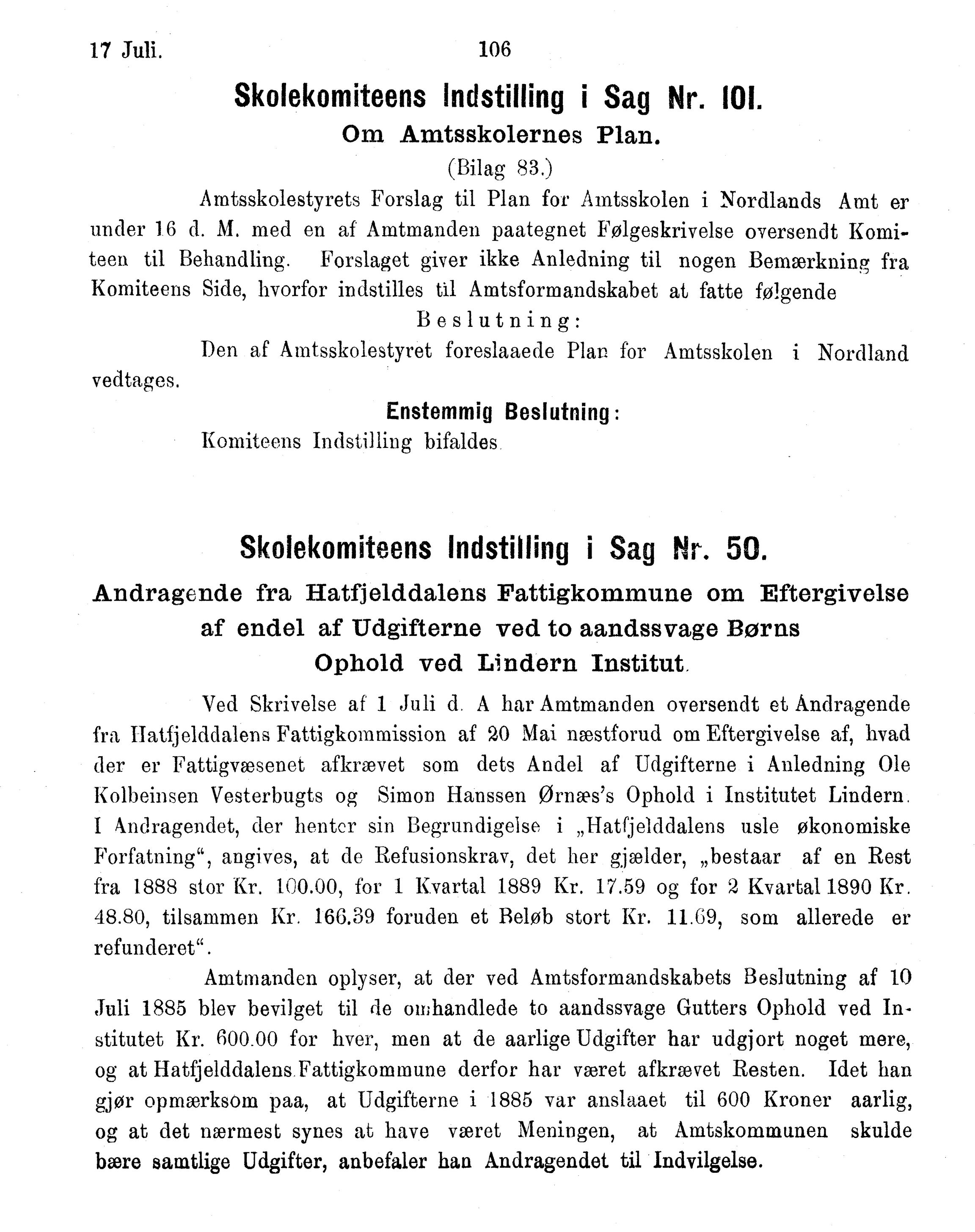 Nordland Fylkeskommune. Fylkestinget, AIN/NFK-17/176/A/Ac/L0016: Fylkestingsforhandlinger 1891-1893, 1891-1893