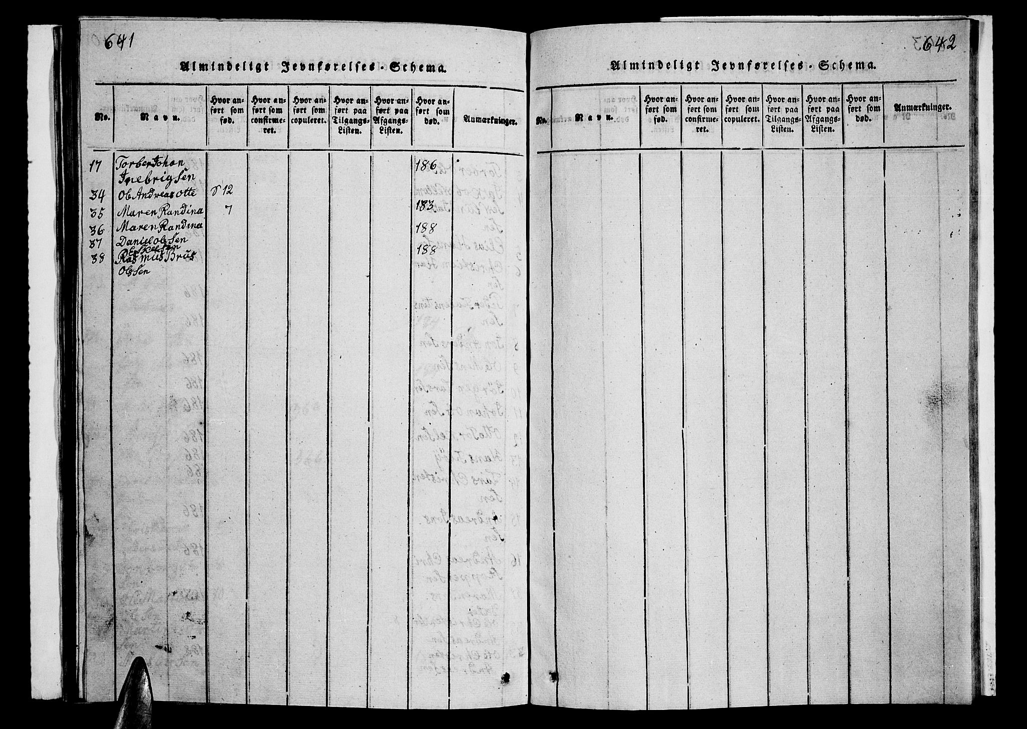 Ministerialprotokoller, klokkerbøker og fødselsregistre - Nordland, AV/SAT-A-1459/899/L1446: Parish register (copy) no. 899C01, 1820-1868, p. 641-642