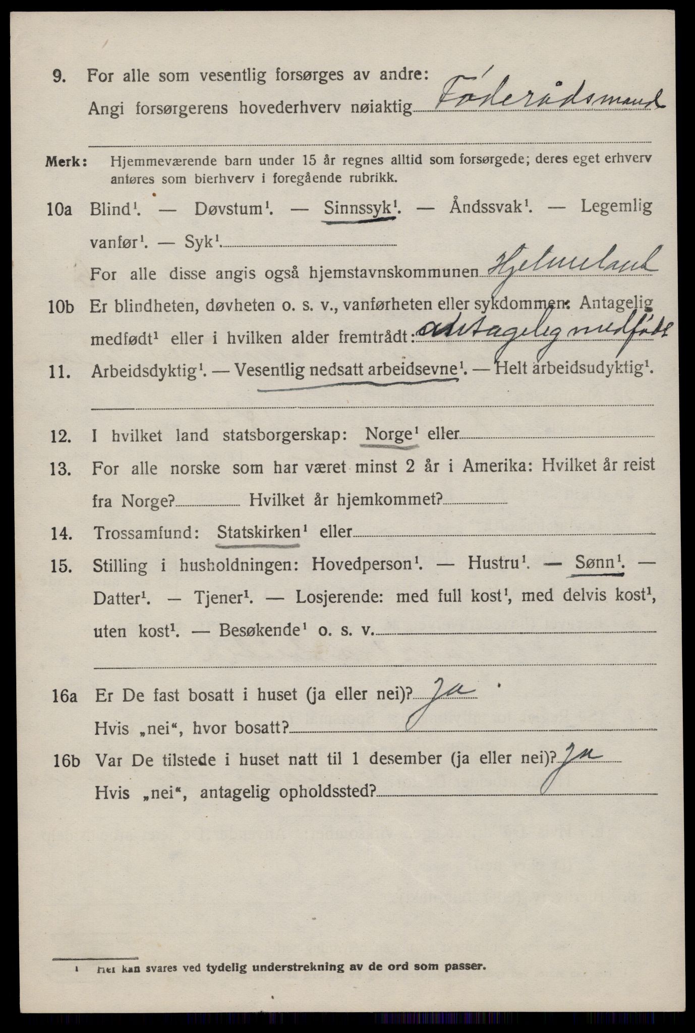 SAST, 1920 census for Hjelmeland, 1920, p. 2252