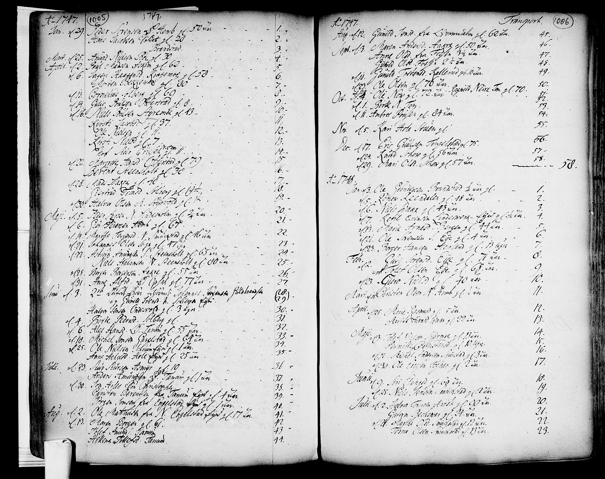 Lardal kirkebøker, SAKO/A-350/F/Fa/L0003: Parish register (official) no. I 3, 1733-1815, p. 1005-1006