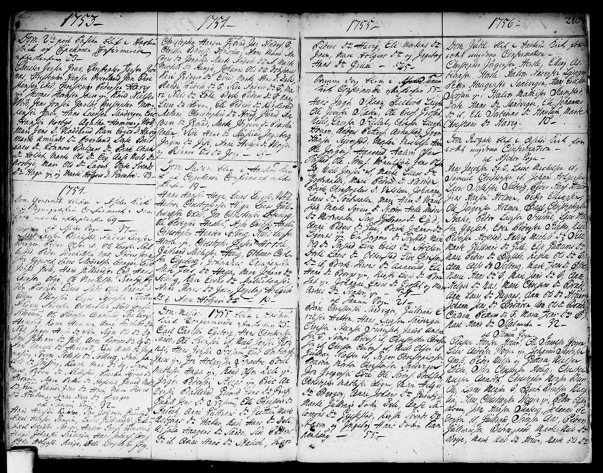 Asker prestekontor Kirkebøker, SAO/A-10256a/F/Fa/L0002: Parish register (official) no. I 2, 1733-1766, p. 280