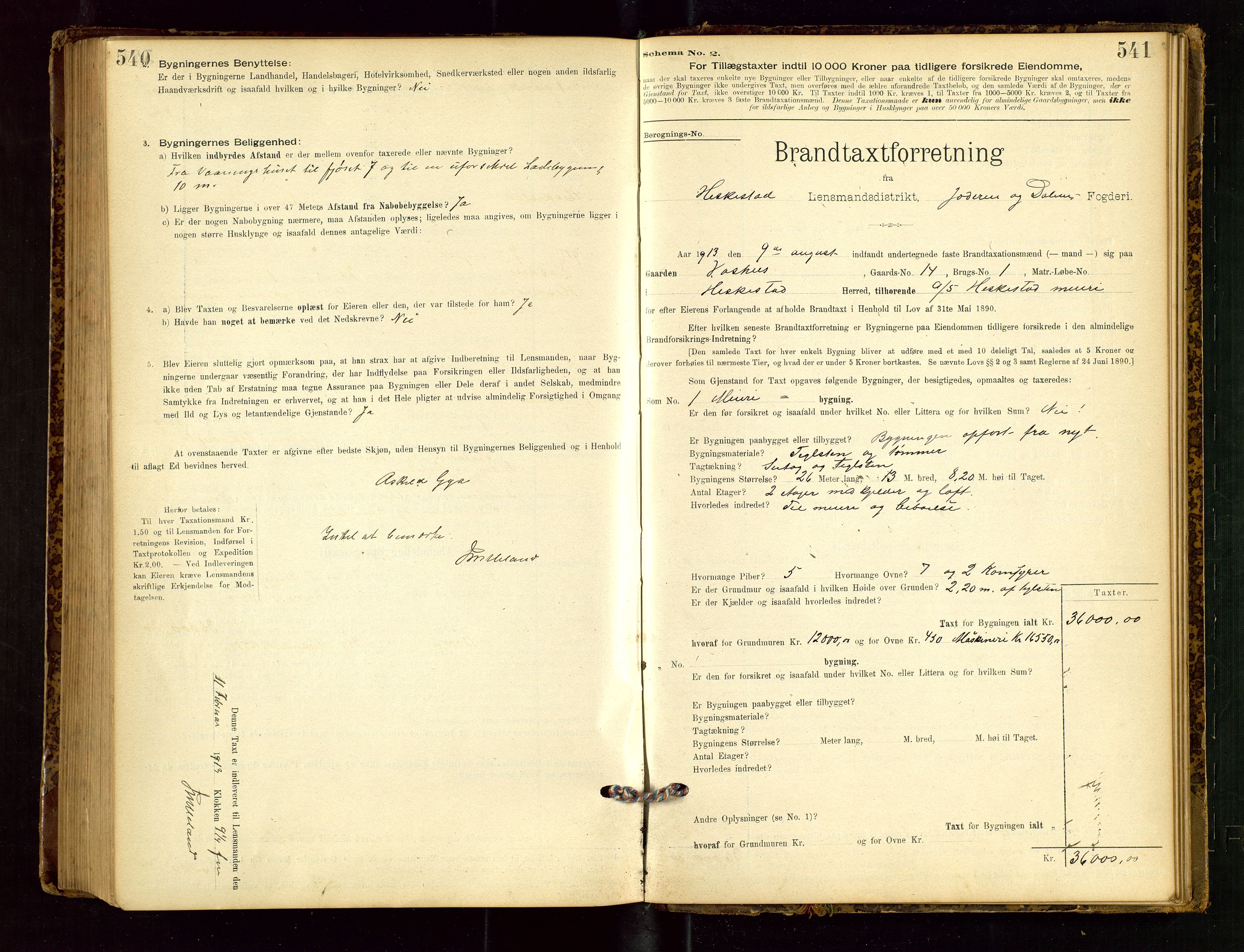 Heskestad lensmannskontor, SAST/A-100304/Gob/L0001: "Brandtaxationsprotokol", 1894-1915, p. 540-541