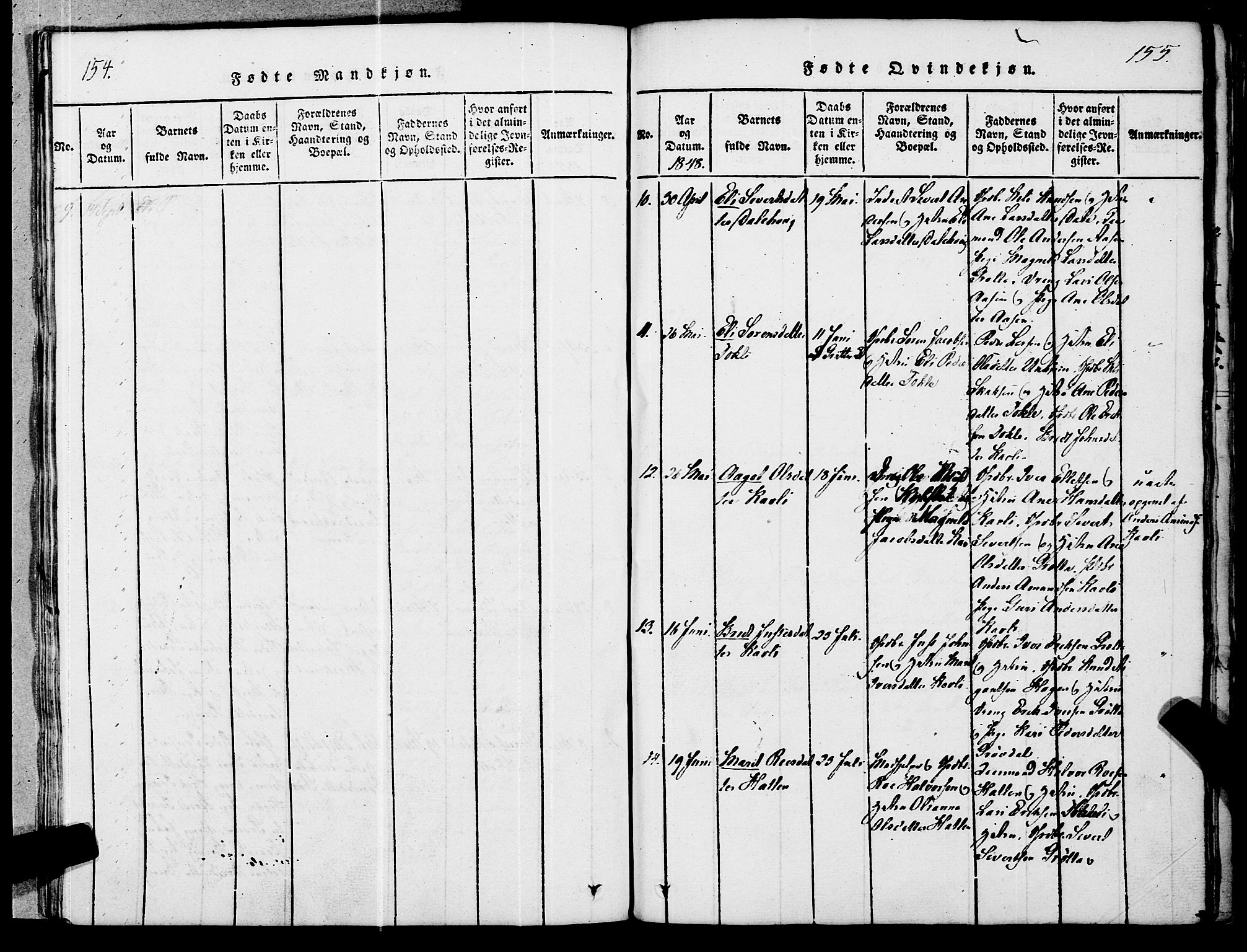 Ministerialprotokoller, klokkerbøker og fødselsregistre - Møre og Romsdal, AV/SAT-A-1454/545/L0585: Parish register (official) no. 545A01, 1818-1853, p. 154-155