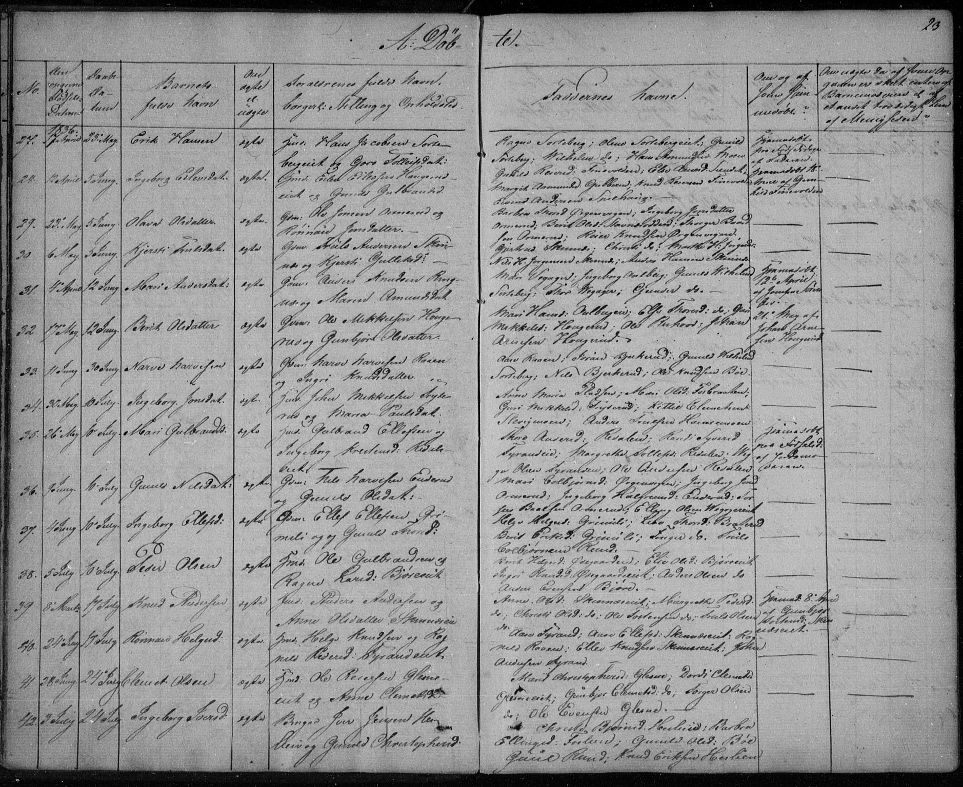 Krødsherad kirkebøker, SAKO/A-19/F/Fa/L0002: Parish register (official) no. 2, 1829-1851, p. 23