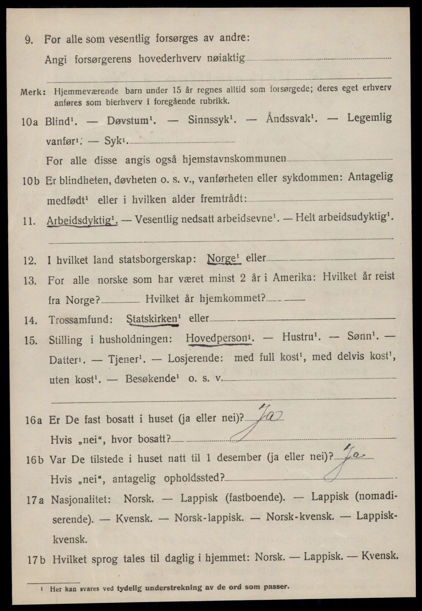 SAT, 1920 census for Kvenvær, 1920, p. 1423