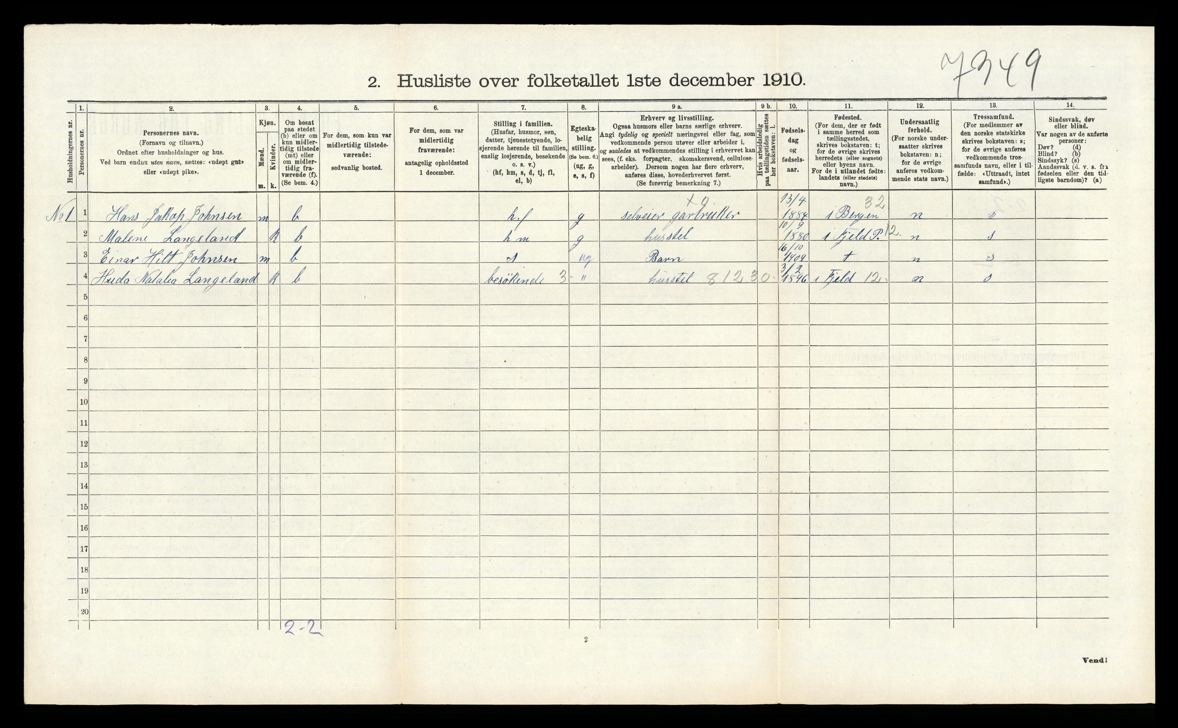 RA, 1910 census for Åsane, 1910, p. 120