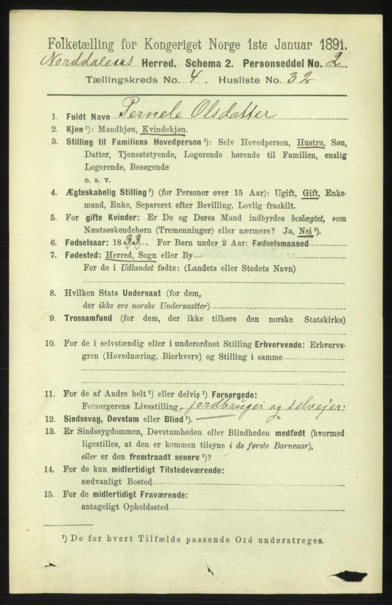 RA, 1891 census for 1524 Norddal, 1891, p. 962