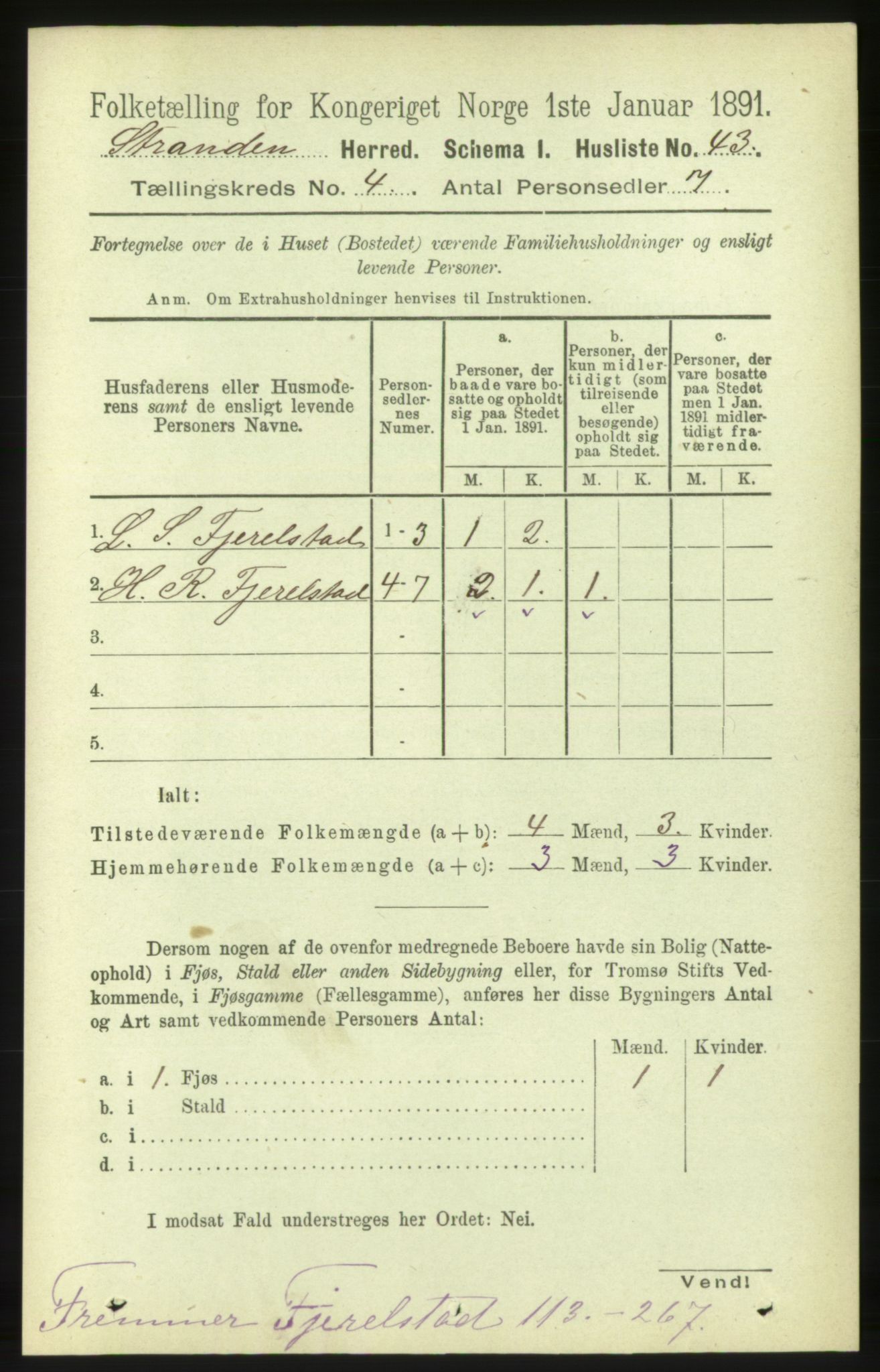 RA, 1891 census for 1525 Stranda, 1891, p. 792