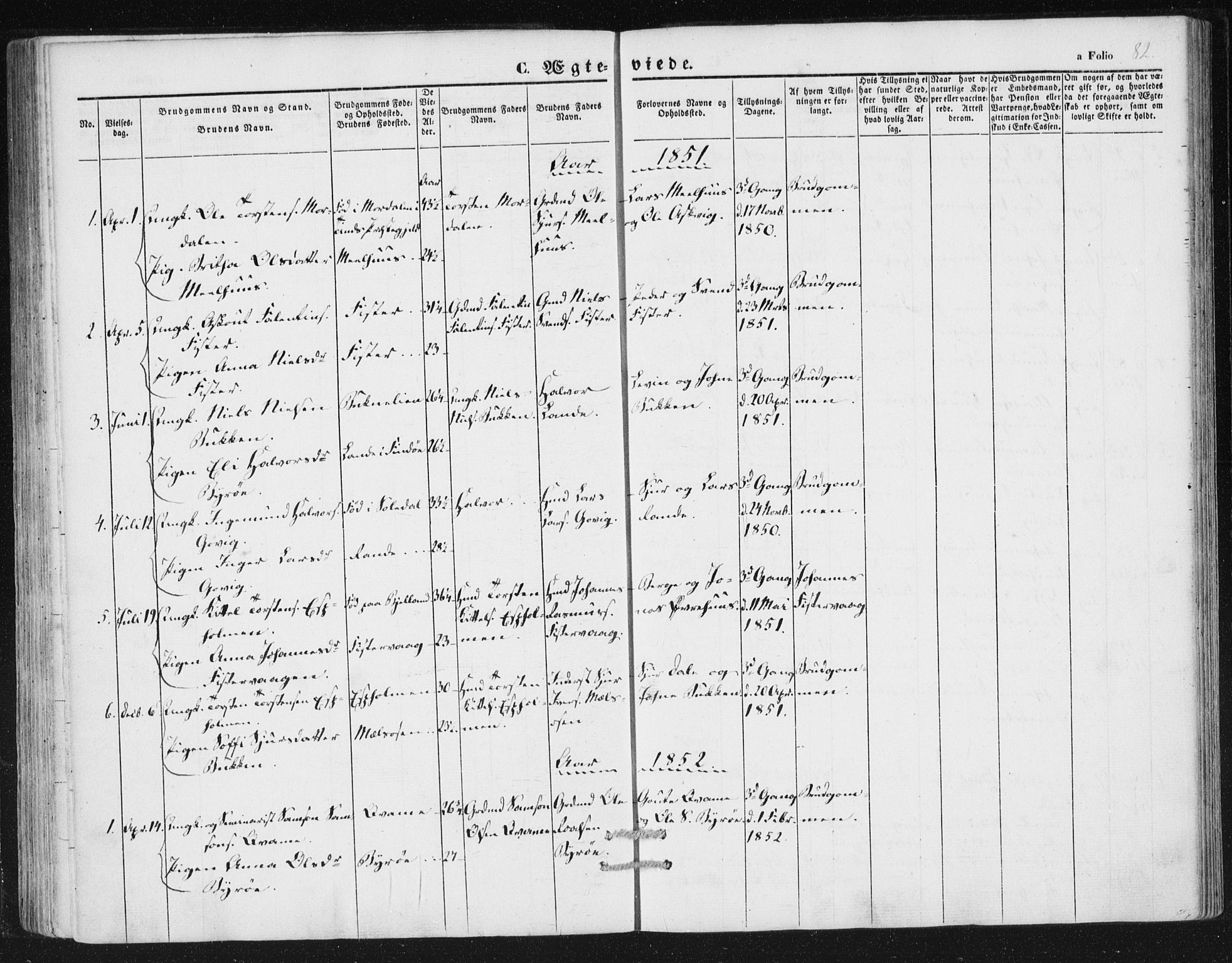 Hjelmeland sokneprestkontor, SAST/A-101843/01/IV/L0010: Parish register (official) no. A 10, 1851-1871, p. 82