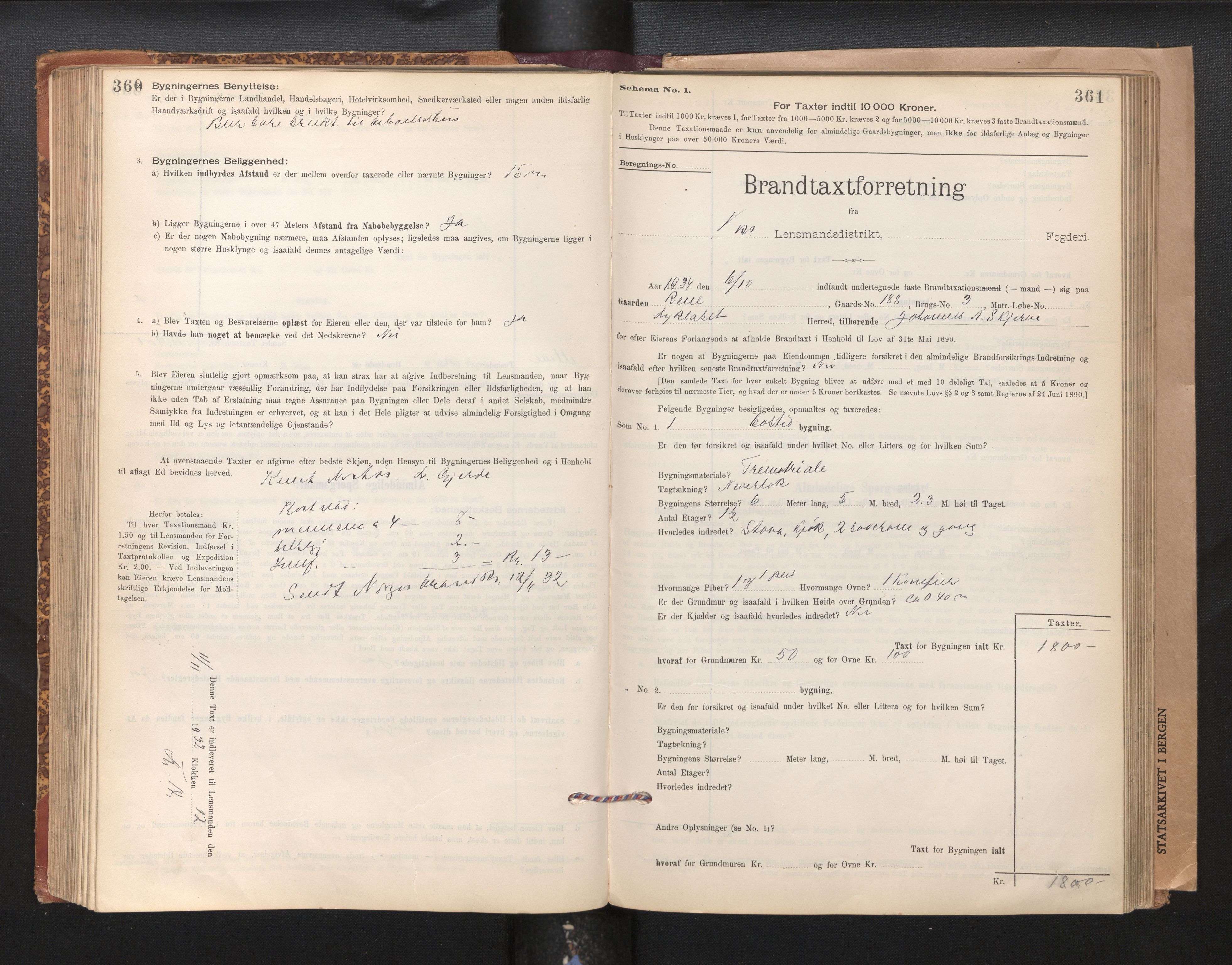 Lensmannen i Voss, SAB/A-35801/0012/L0008: Branntakstprotokoll, skjematakst, 1895-1945, p. 360-361