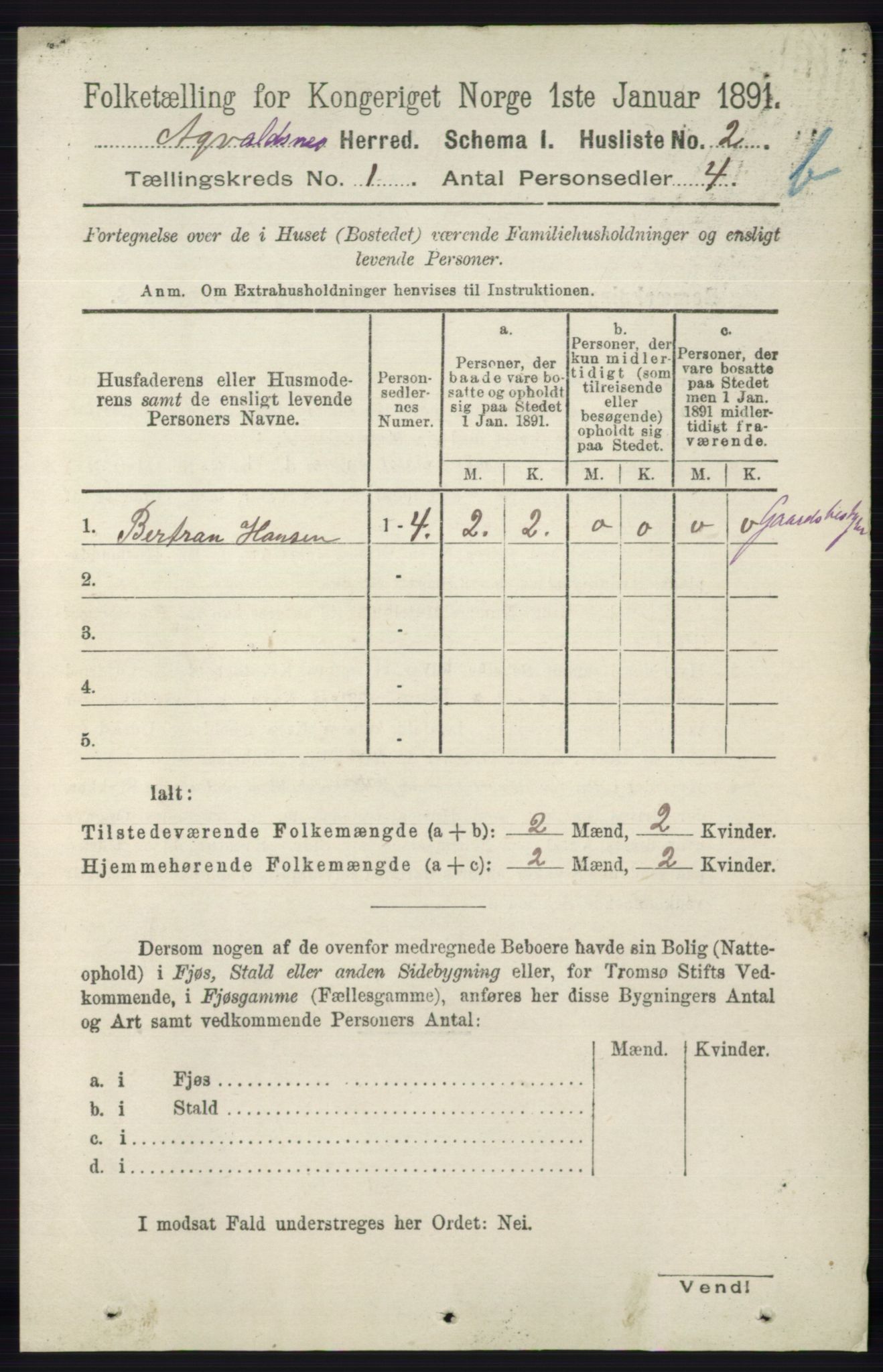 RA, 1891 census for 1147 Avaldsnes, 1891, p. 1130