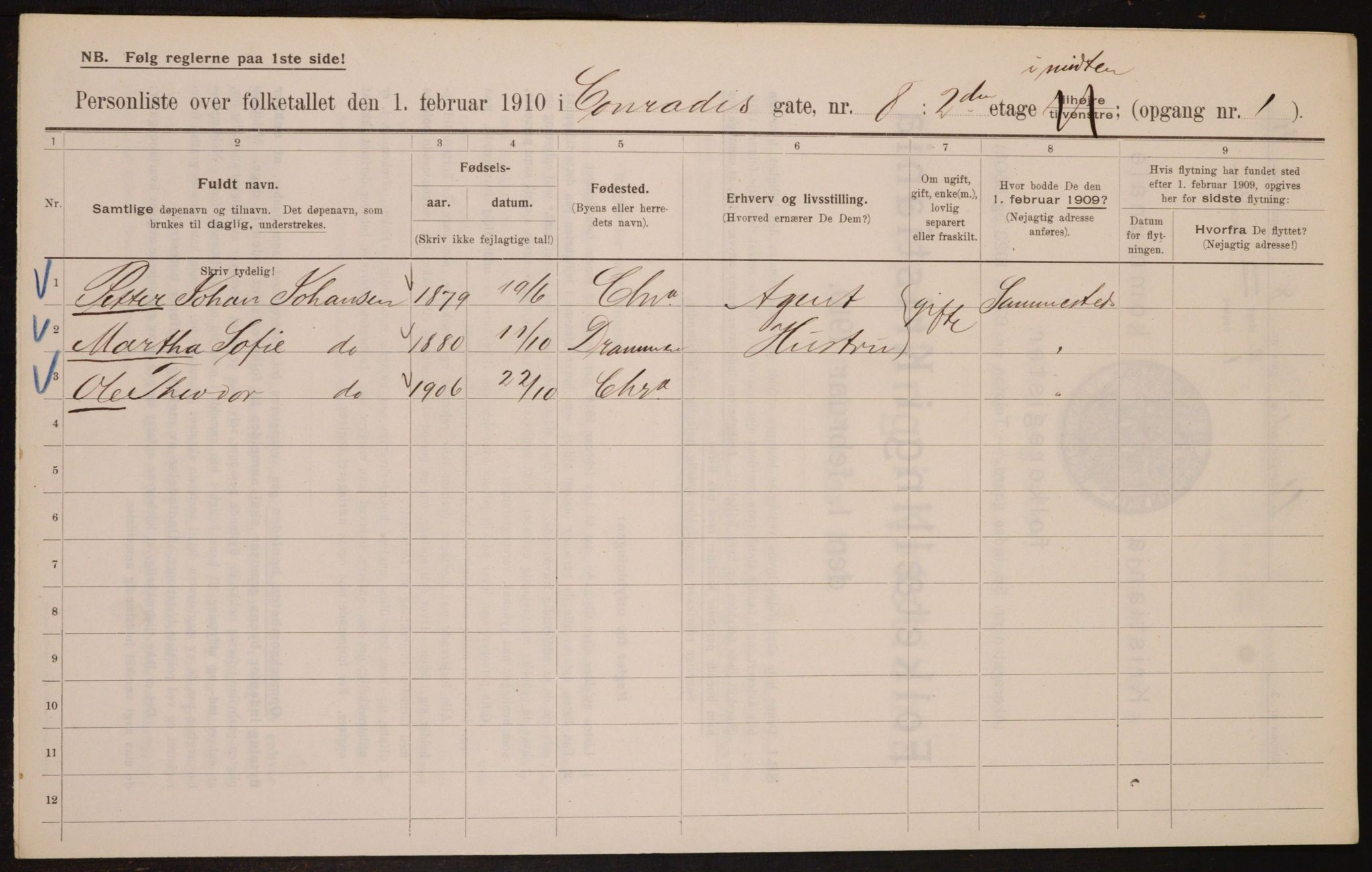 OBA, Municipal Census 1910 for Kristiania, 1910, p. 13022