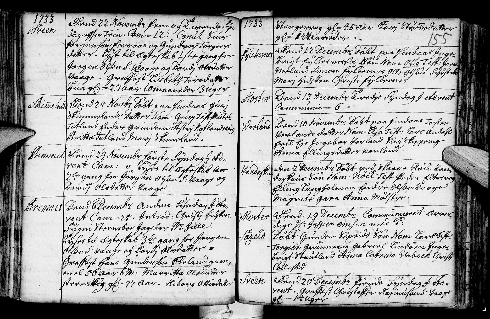 Finnås sokneprestembete, AV/SAB-A-99925/H/Ha/Haa/Haaa/L0001: Parish register (official) no. A 1, 1718-1744, p. 155