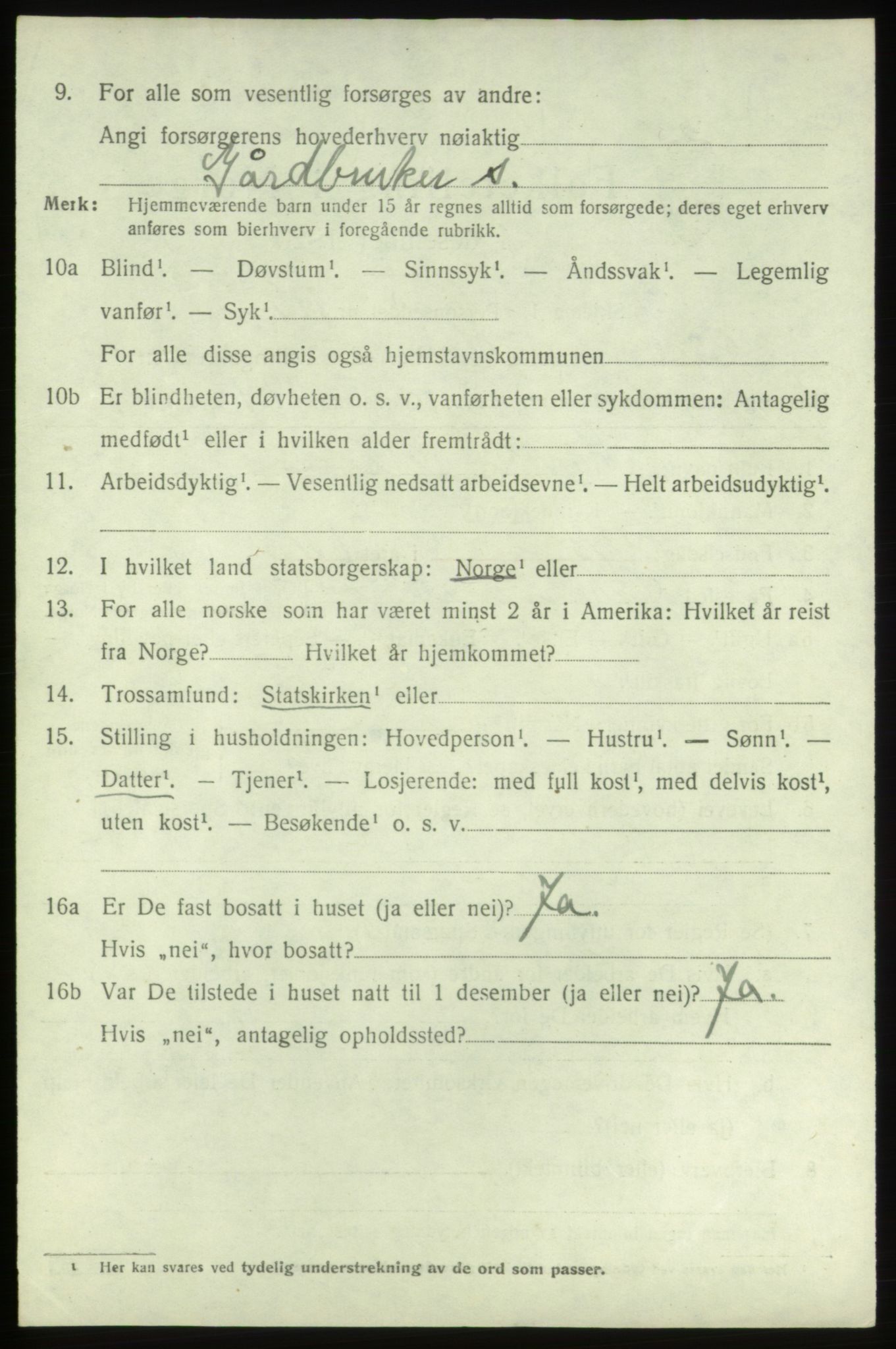 SAB, 1920 census for Bremnes, 1920, p. 6597