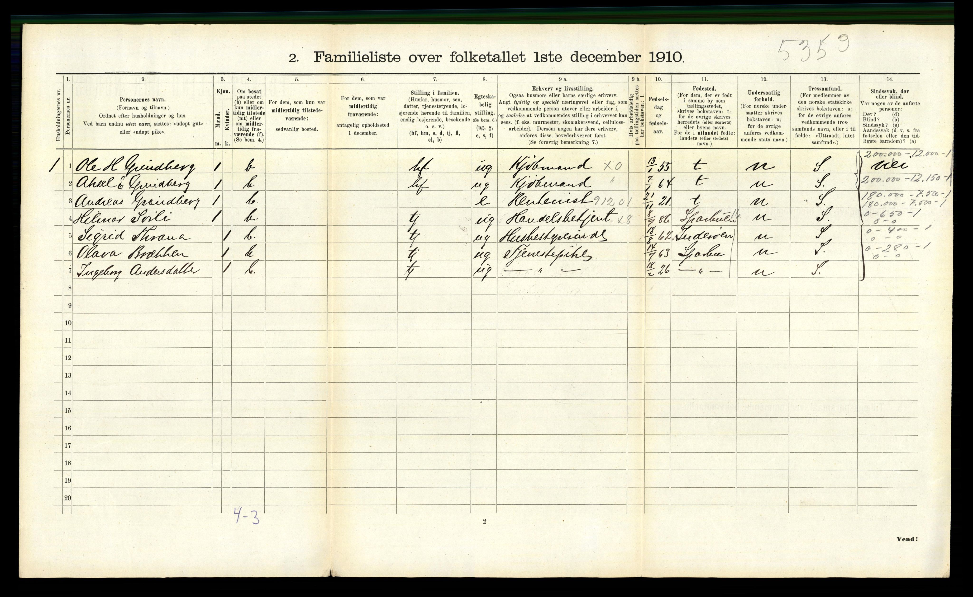 RA, 1910 census for Steinkjer, 1910, p. 37