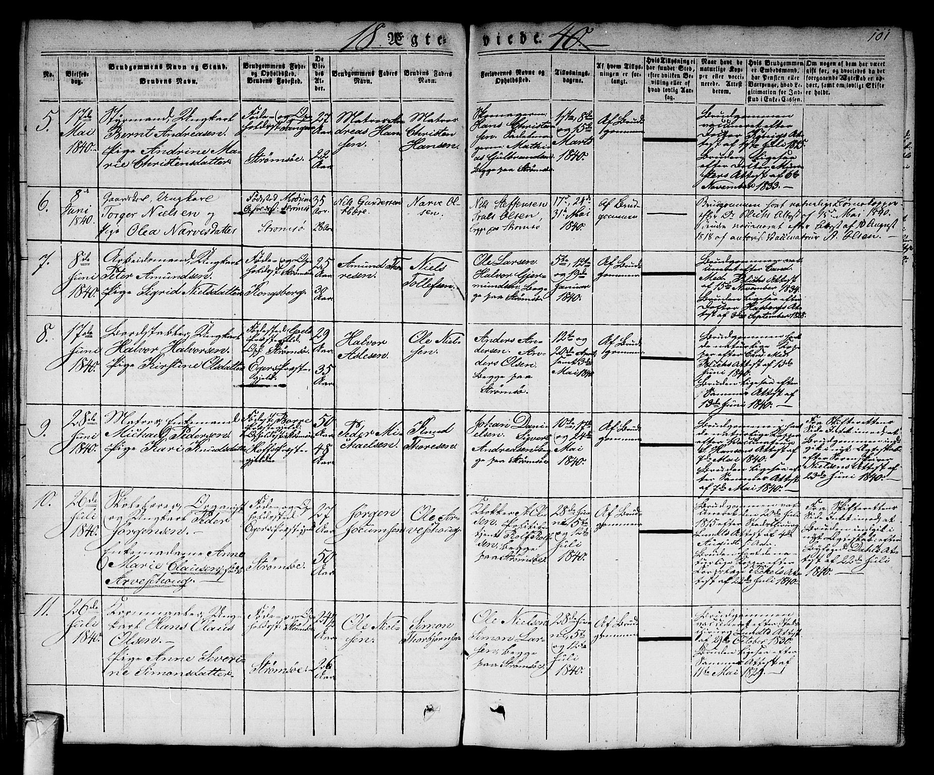 Strømsø kirkebøker, AV/SAKO-A-246/F/Fa/L0013: Parish register (official) no. I 13, 1830-1847, p. 101