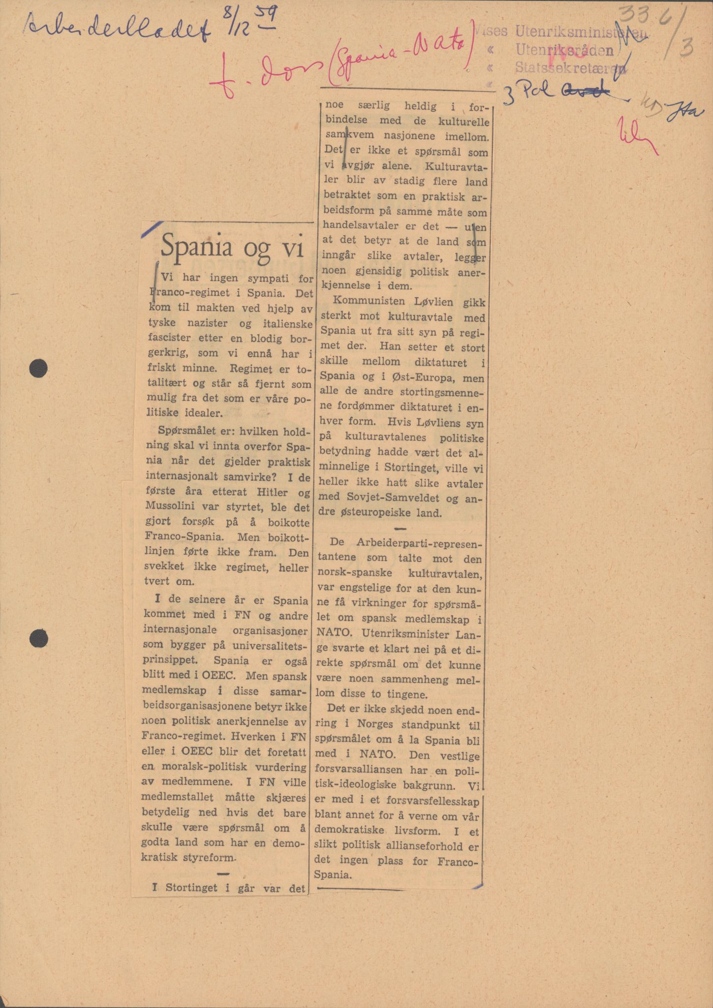 Utenriksdepartementet, RA/S-2259, 1951-1959, p. 377