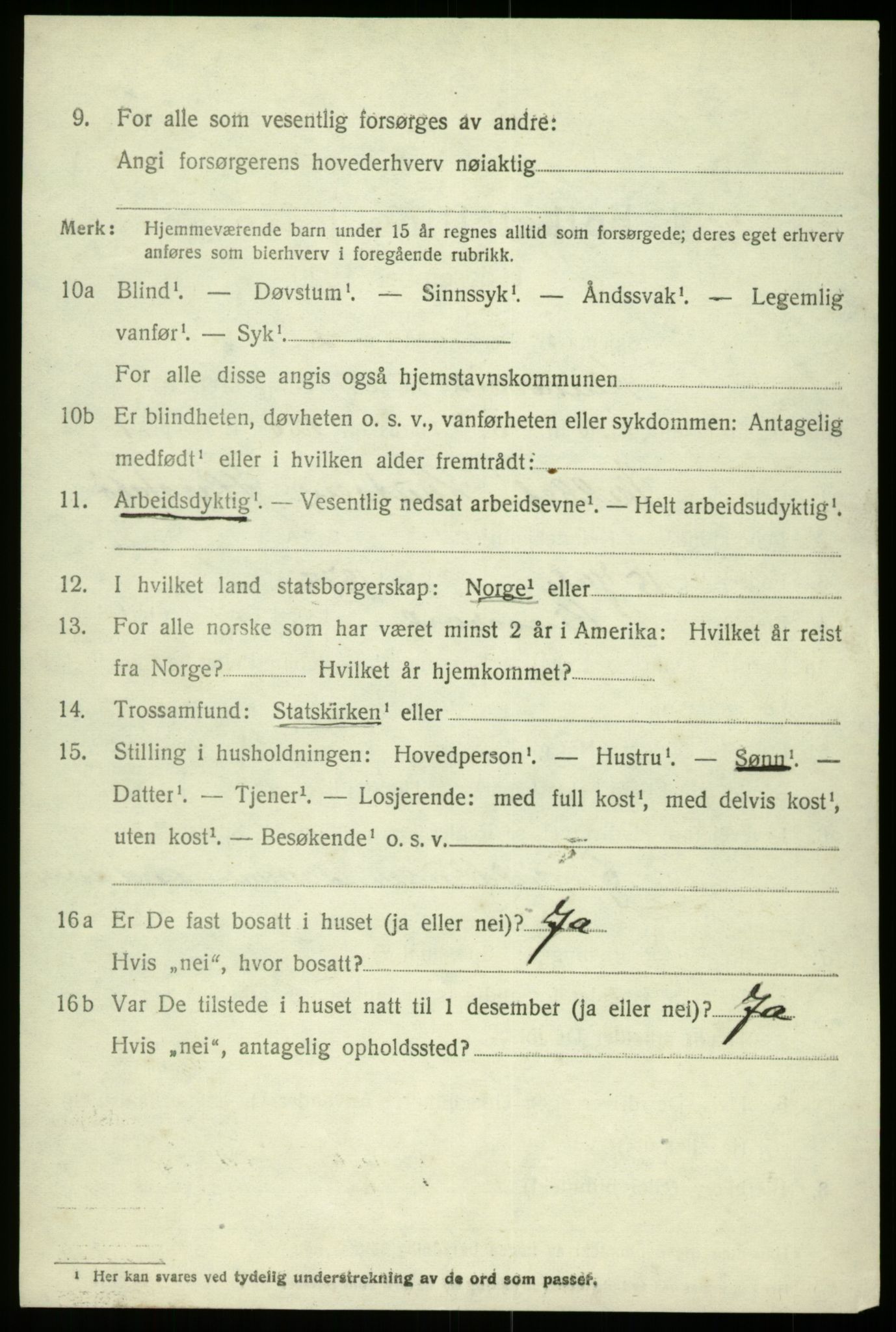 SAB, 1920 census for Kinsarvik, 1920, p. 2705