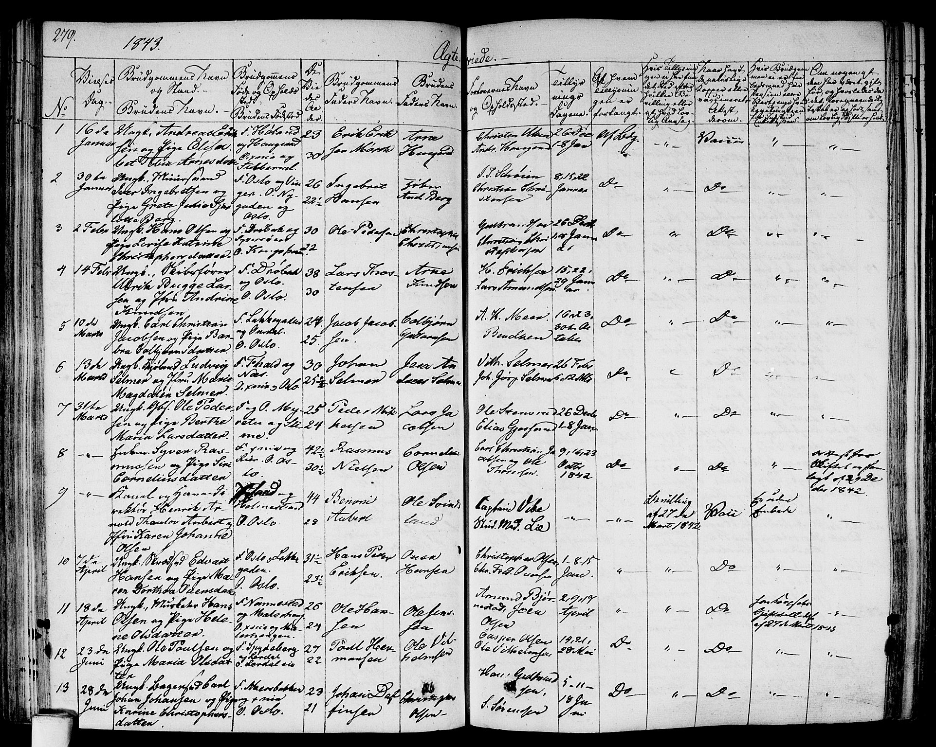 Gamlebyen prestekontor Kirkebøker, SAO/A-10884/F/Fa/L0003: Parish register (official) no. 3, 1829-1849, p. 279