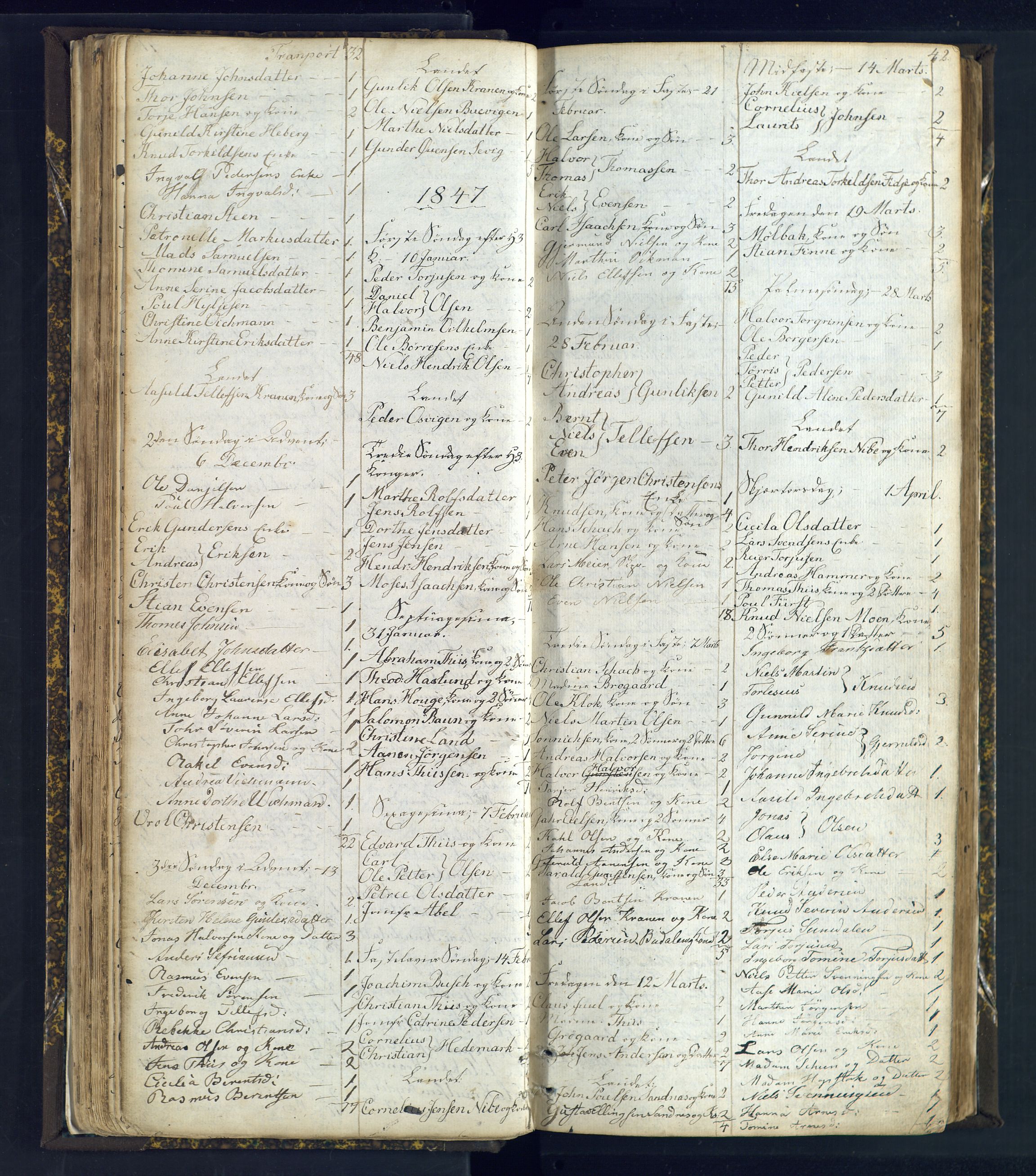 Risør sokneprestkontor, SAK/1111-0035/F/Fc/L0003: Communicants register no. C 3, 1836-1872, p. 42