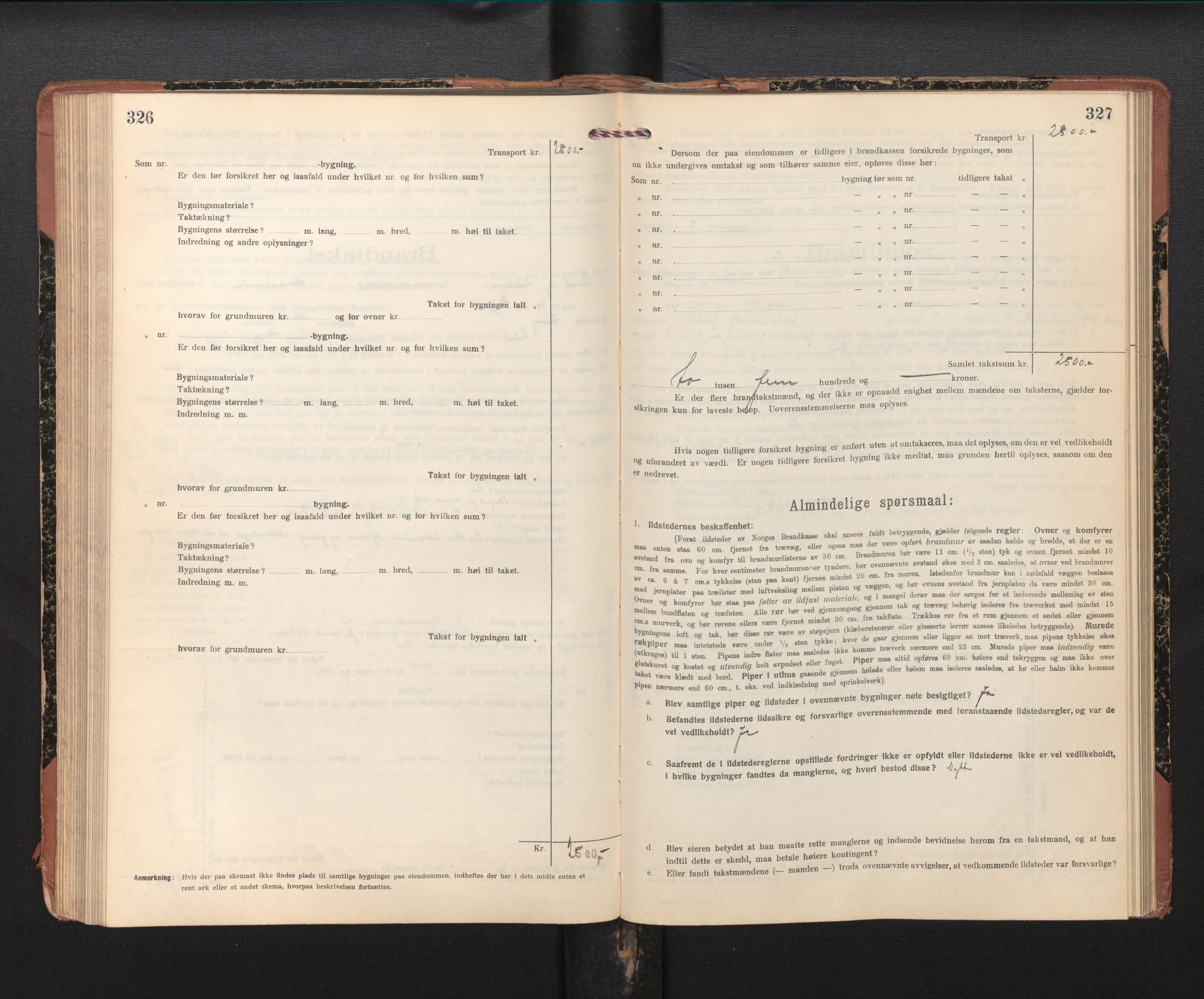 Lensmannen i Sund og Austevoll, SAB/A-35201/0012/L0004: Branntakstprotokoll, skjematakst, 1917-1949, p. 326-327