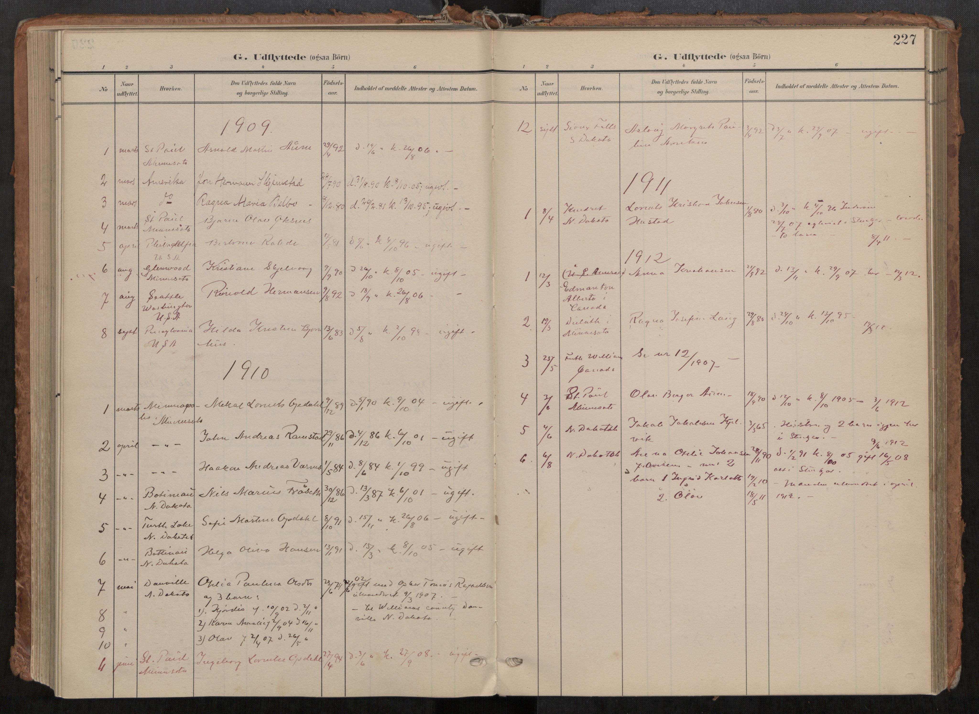 Steinkjer sokneprestkontor, AV/SAT-A-1541/01/H/Ha/Haa/L0001: Parish register (official) no. 1, 1904-1912, p. 227