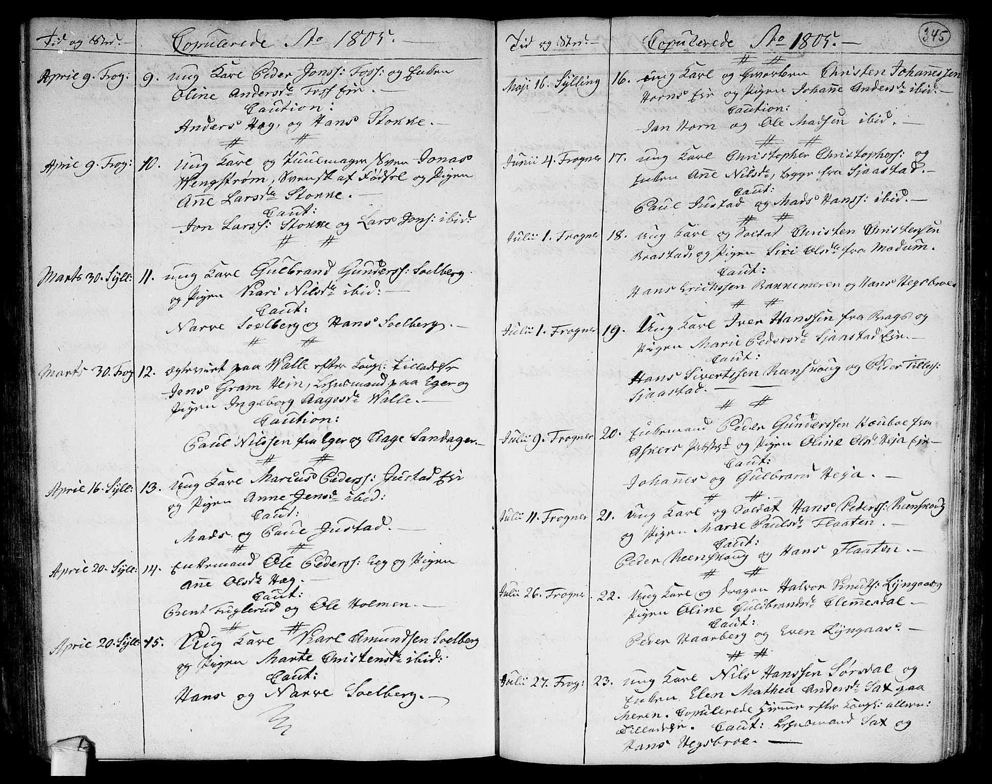 Lier kirkebøker, SAKO/A-230/F/Fa/L0007: Parish register (official) no. I 7, 1794-1813, p. 345