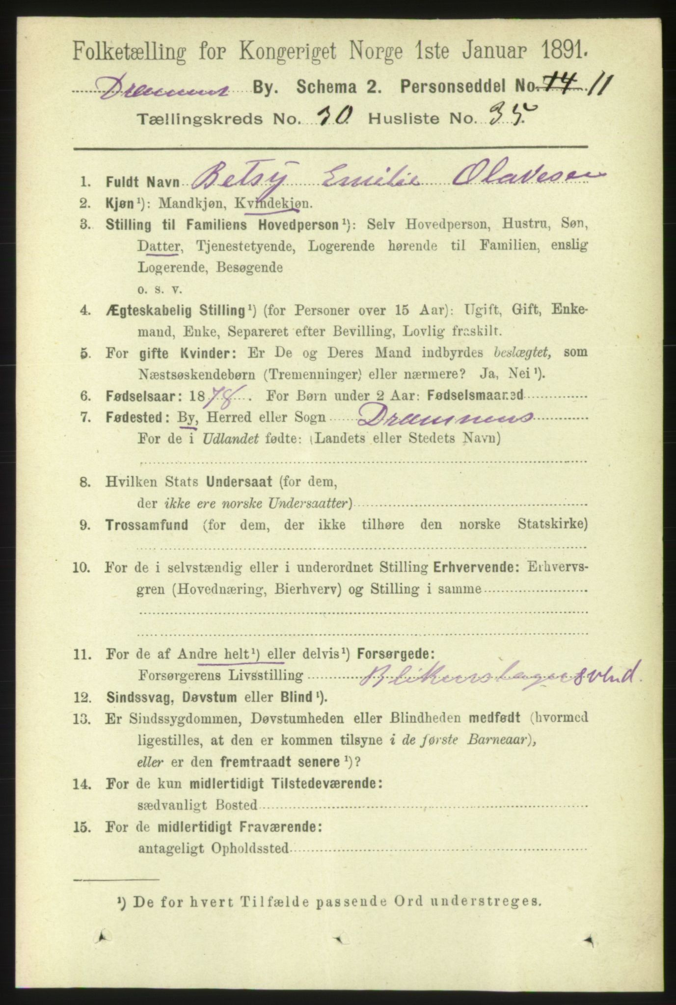 RA, 1891 census for 0602 Drammen, 1891, p. 18560