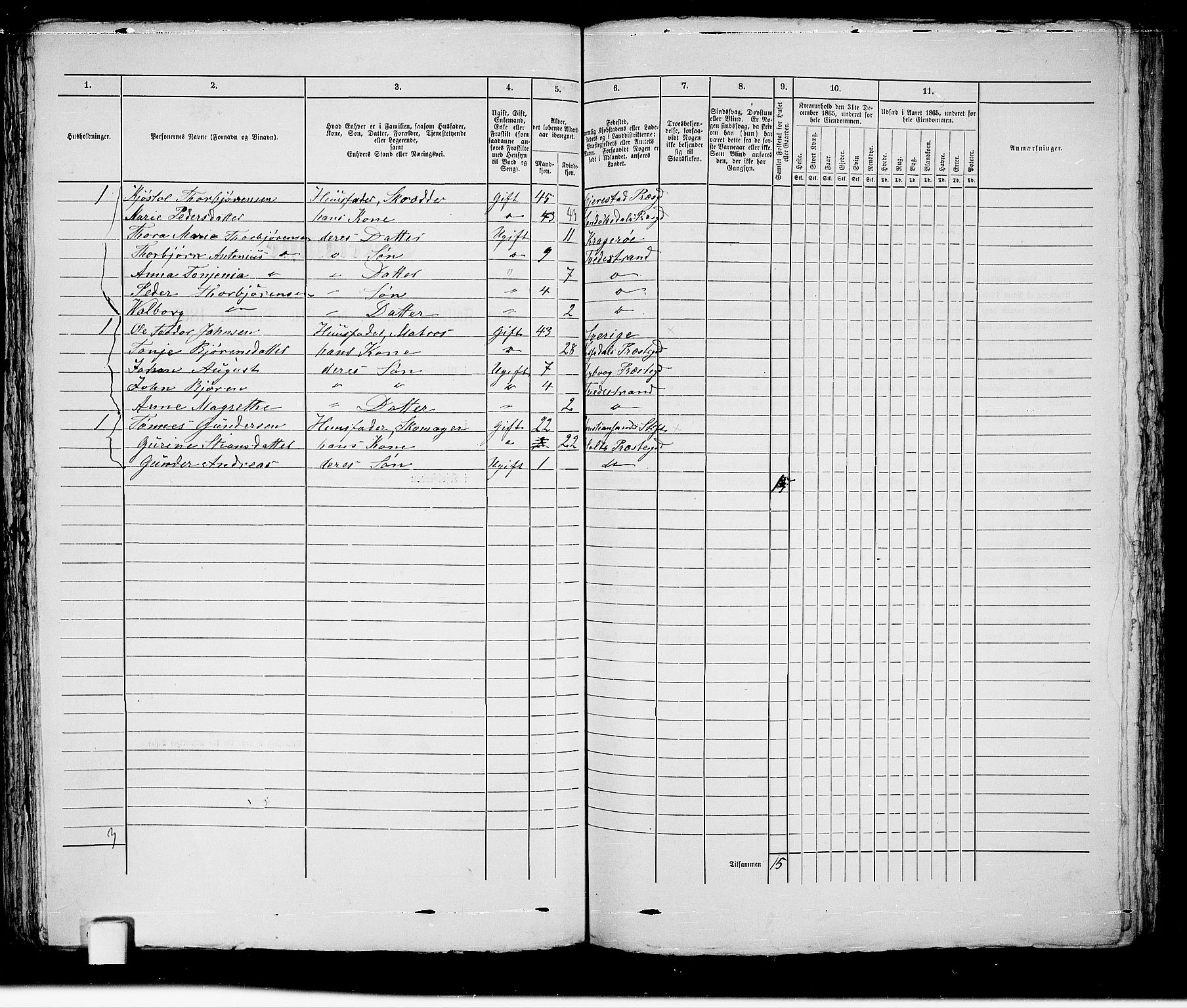 RA, 1865 census for Holt/Tvedestrand, 1865, p. 253