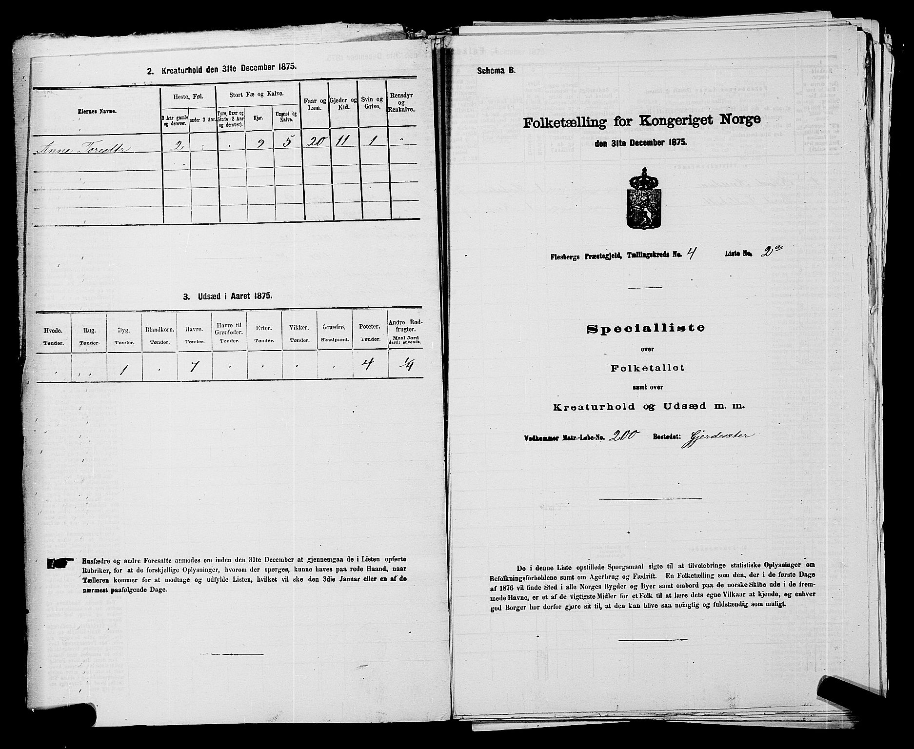 SAKO, 1875 census for 0631P Flesberg, 1875, p. 690