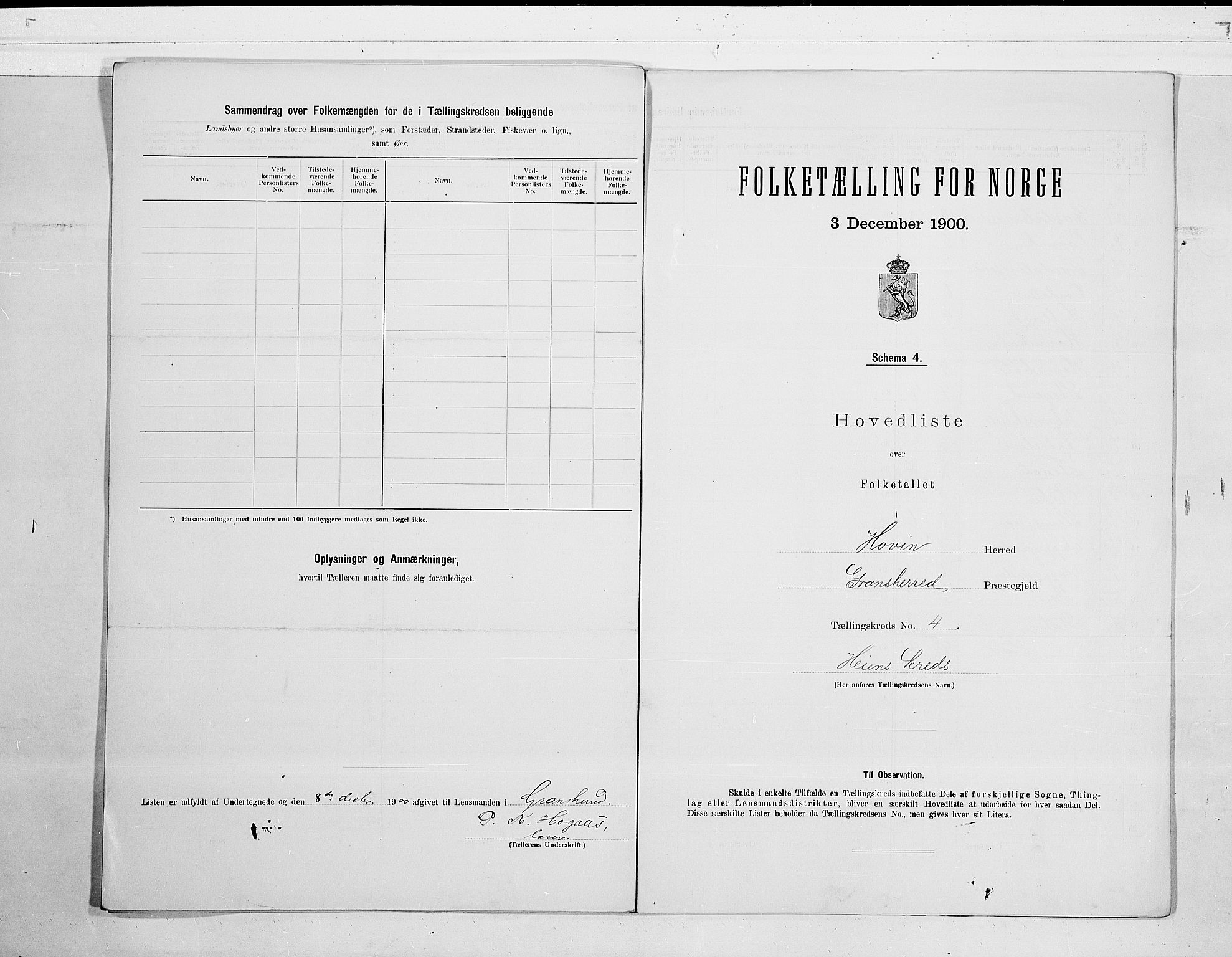 SAKO, 1900 census for Hovin, 1900, p. 10