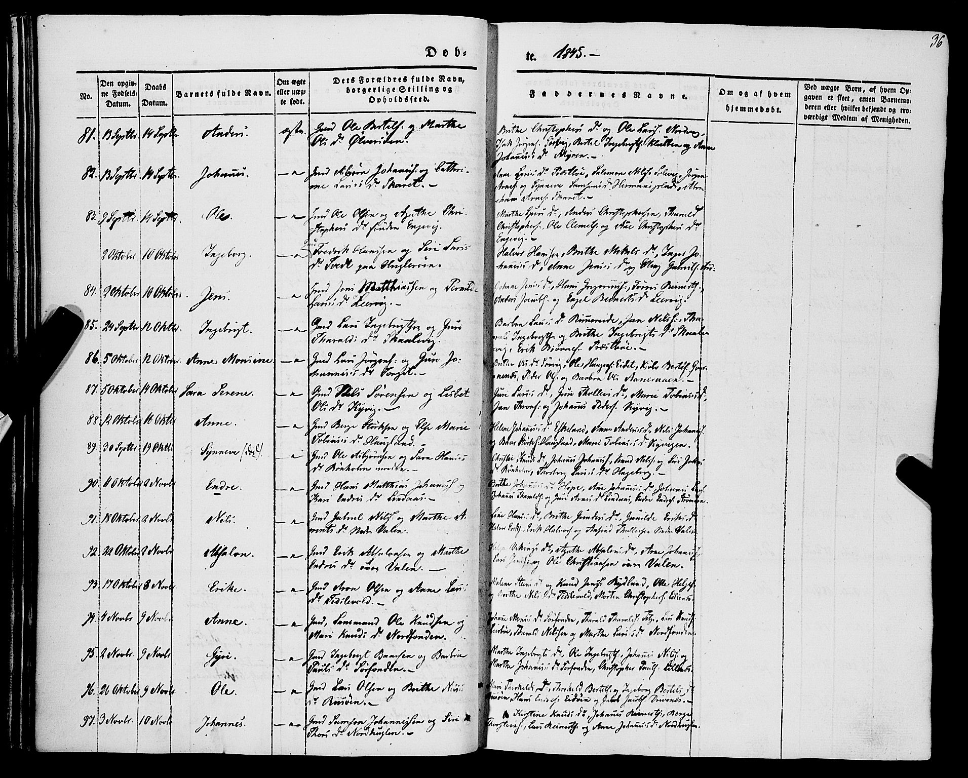 Stord sokneprestembete, SAB/A-78201/H/Haa: Parish register (official) no. A 7, 1841-1861, p. 36
