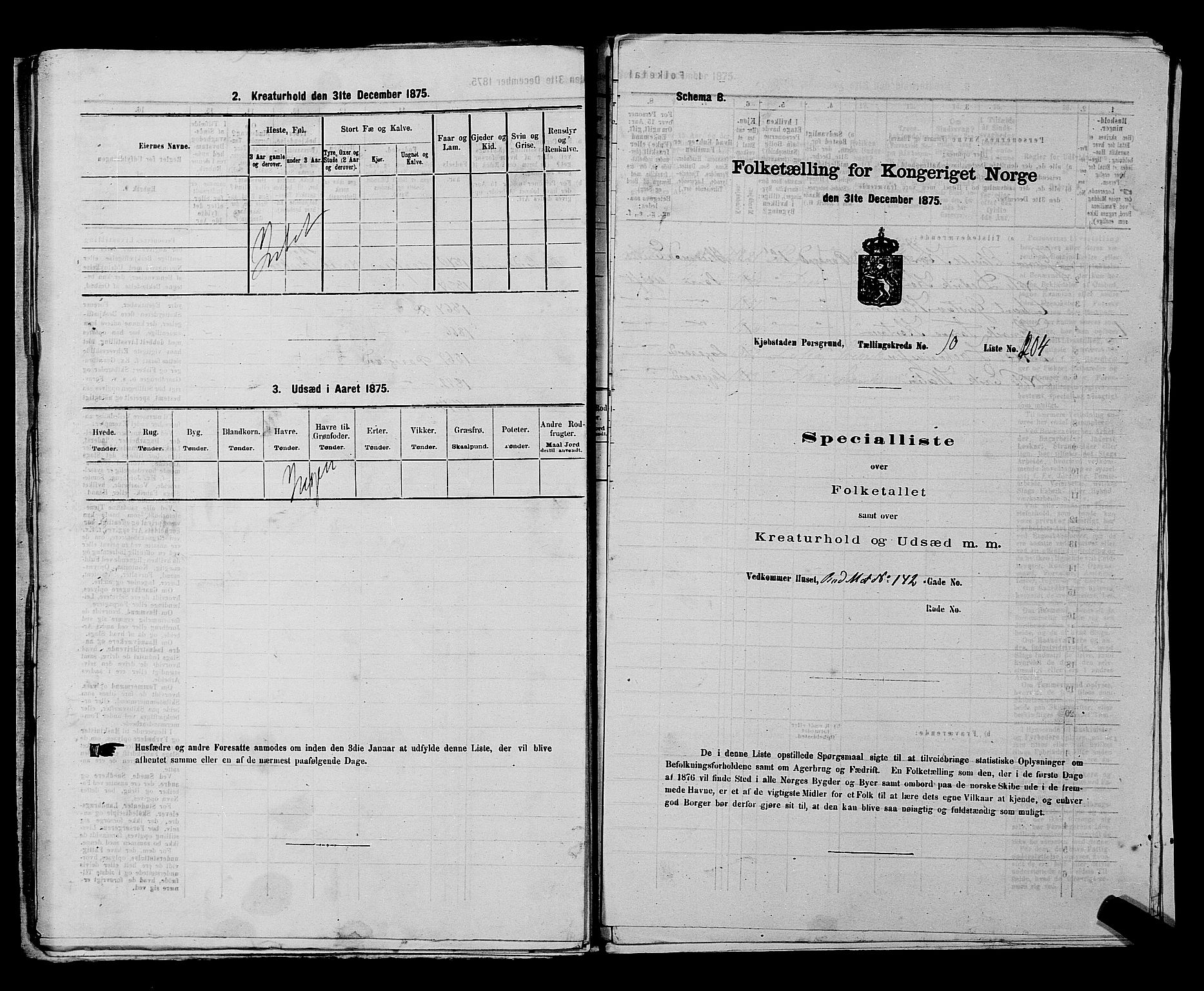 SAKO, 1875 census for 0805P Porsgrunn, 1875, p. 474