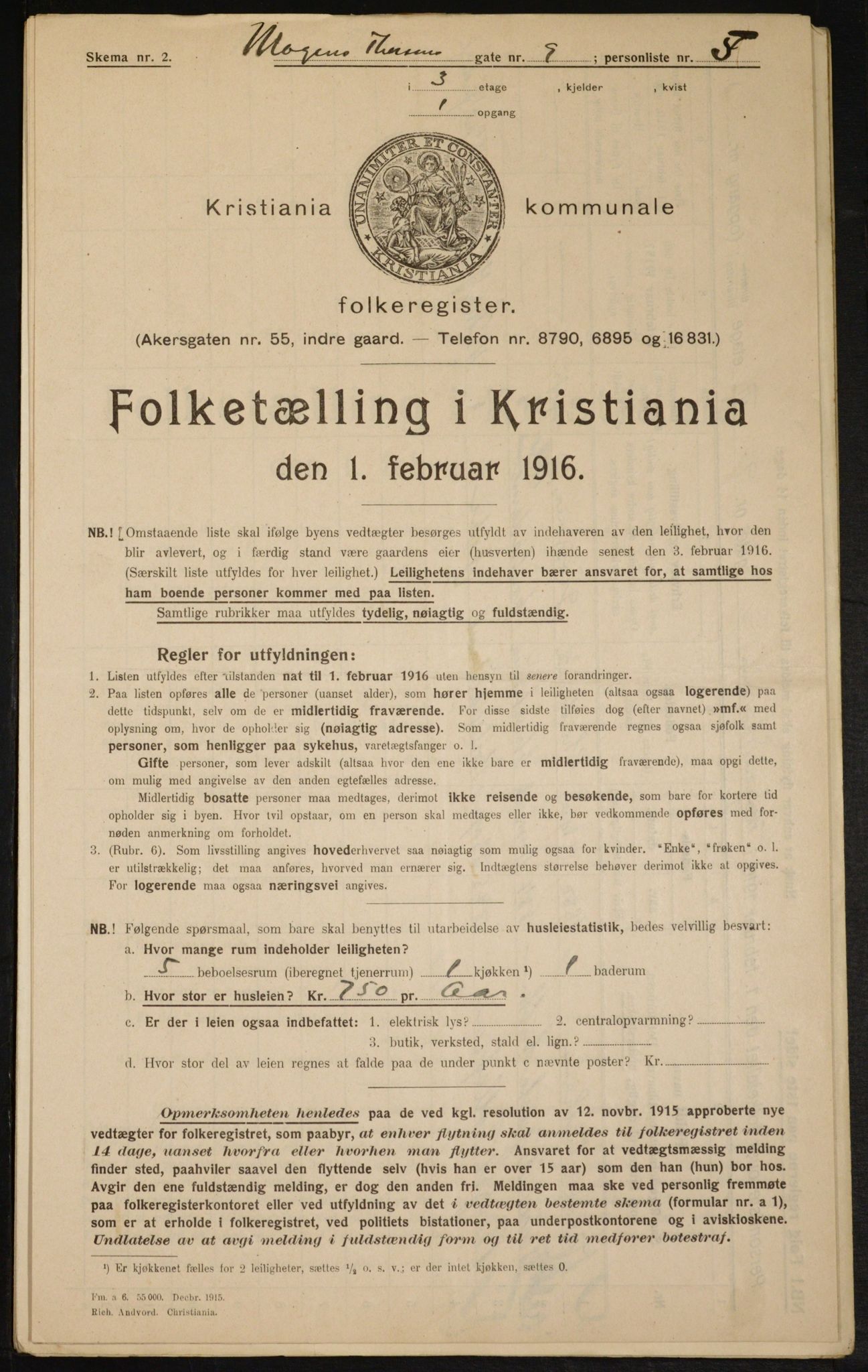 OBA, Municipal Census 1916 for Kristiania, 1916, p. 67261