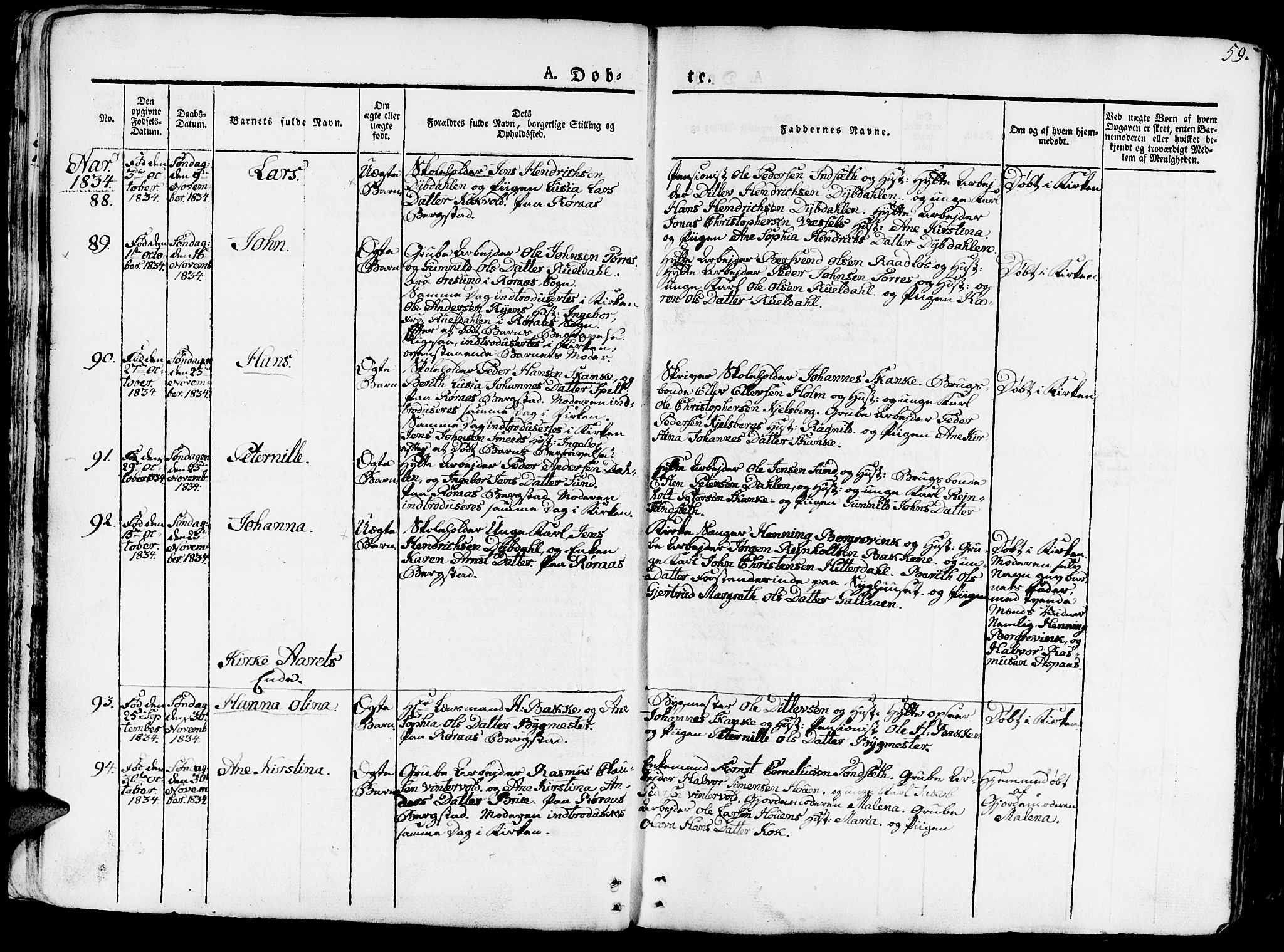 Ministerialprotokoller, klokkerbøker og fødselsregistre - Sør-Trøndelag, SAT/A-1456/681/L0938: Parish register (copy) no. 681C02, 1829-1879, p. 59