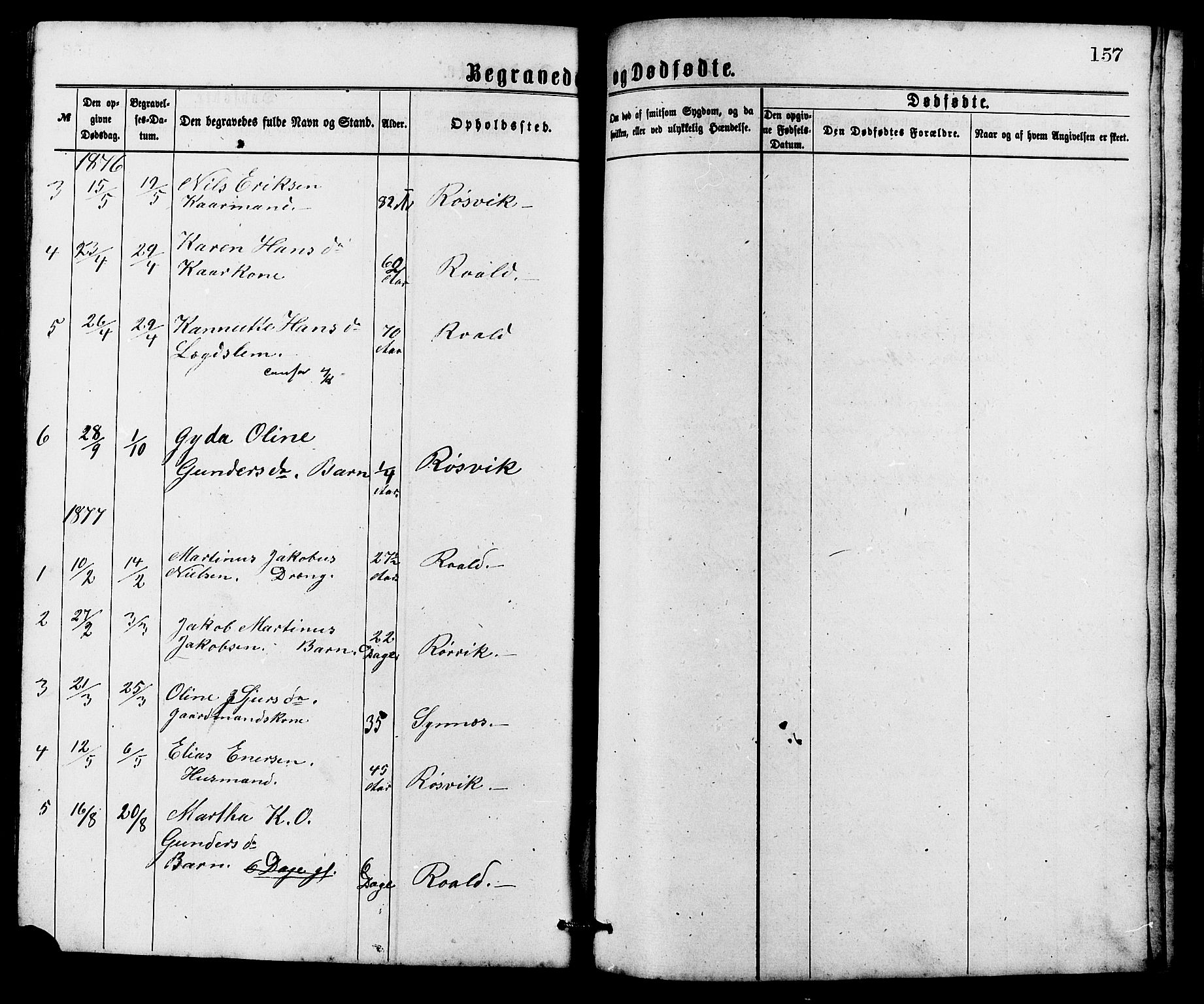 Ministerialprotokoller, klokkerbøker og fødselsregistre - Møre og Romsdal, SAT/A-1454/537/L0521: Parish register (copy) no. 537C02, 1869-1888, p. 157