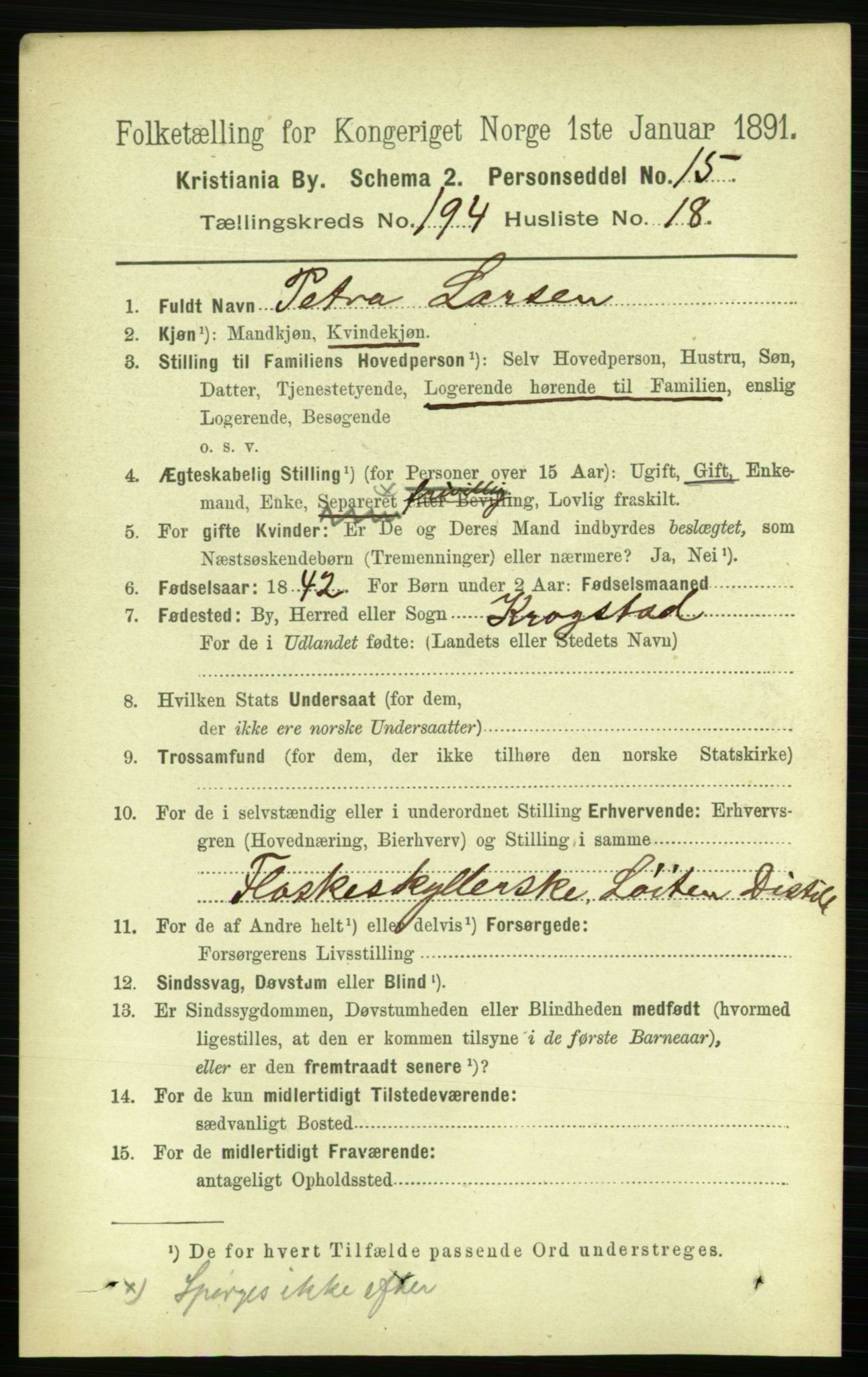 RA, 1891 census for 0301 Kristiania, 1891, p. 117182