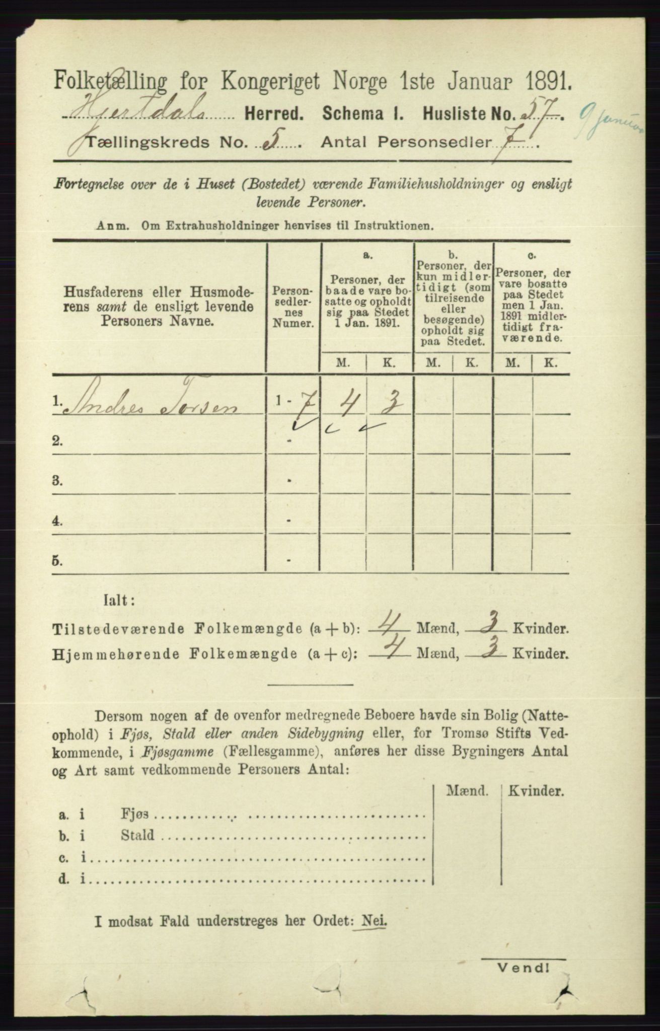 RA, 1891 census for 0827 Hjartdal, 1891, p. 1800