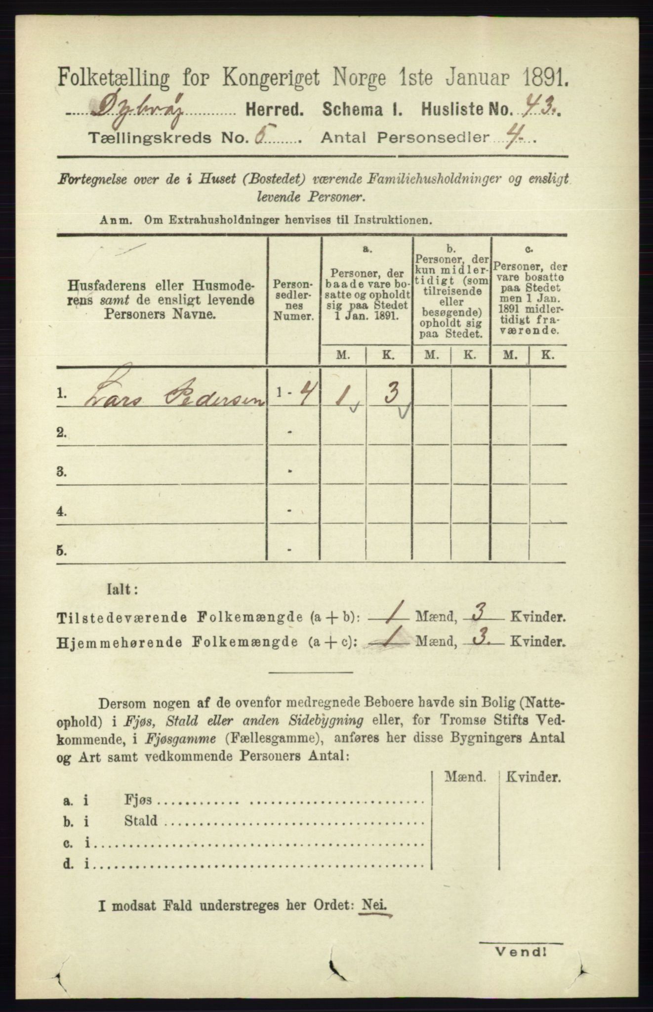 RA, 1891 census for 0915 Dypvåg, 1891, p. 1357