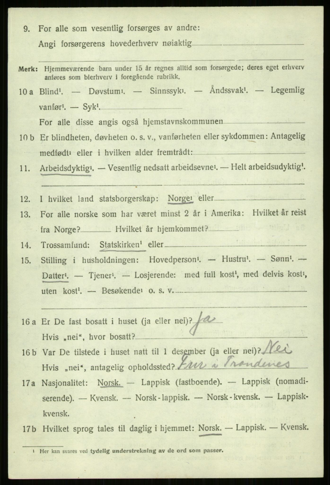 SATØ, 1920 census for Trondenes, 1920, p. 22180