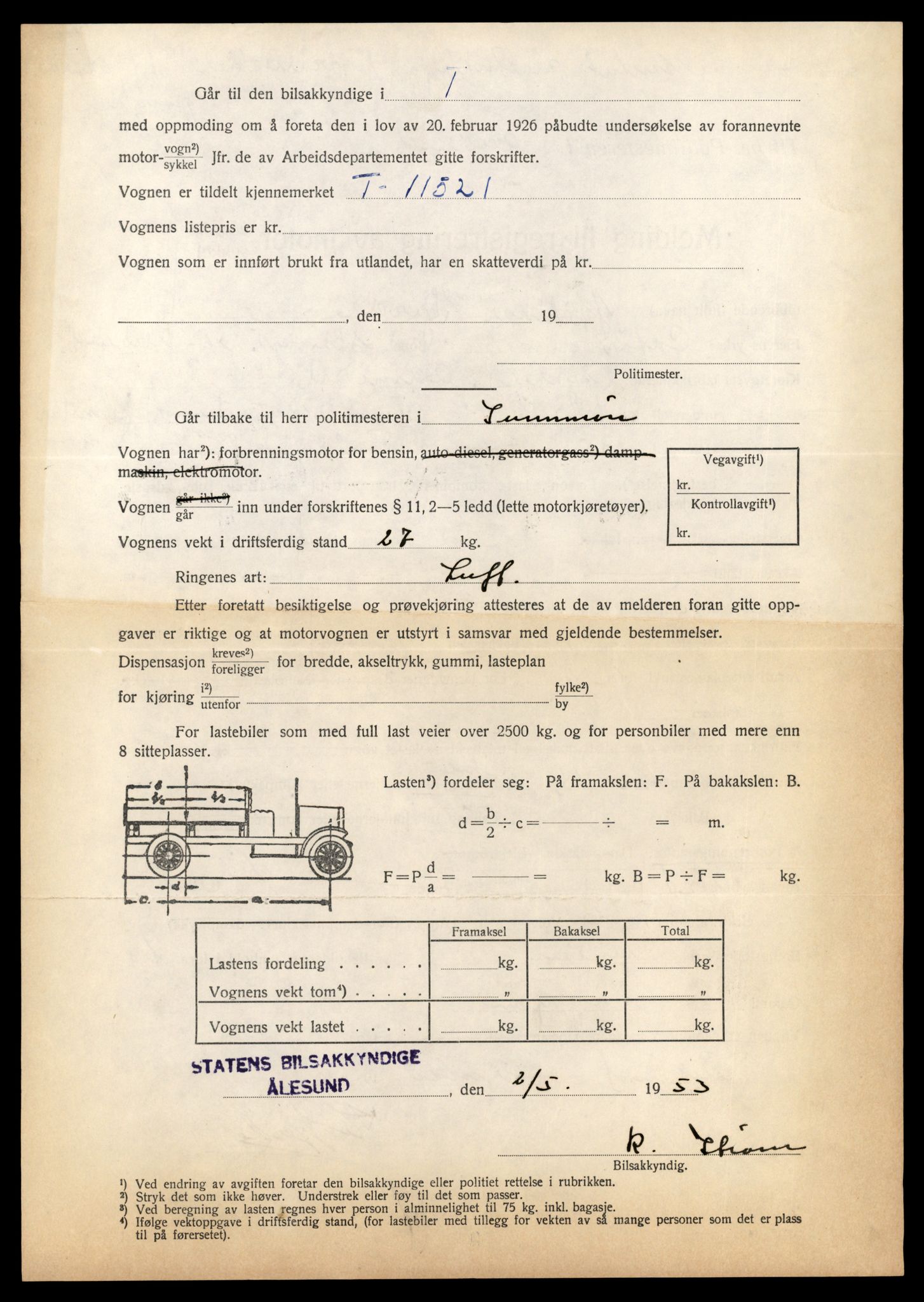 Møre og Romsdal vegkontor - Ålesund trafikkstasjon, AV/SAT-A-4099/F/Fe/L0029: Registreringskort for kjøretøy T 11430 - T 11619, 1927-1998, p. 1664